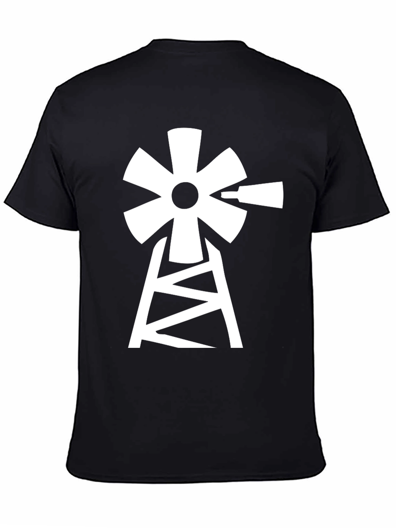 Windmill Graphic Tee - Black Cotton Blend T-Shirt