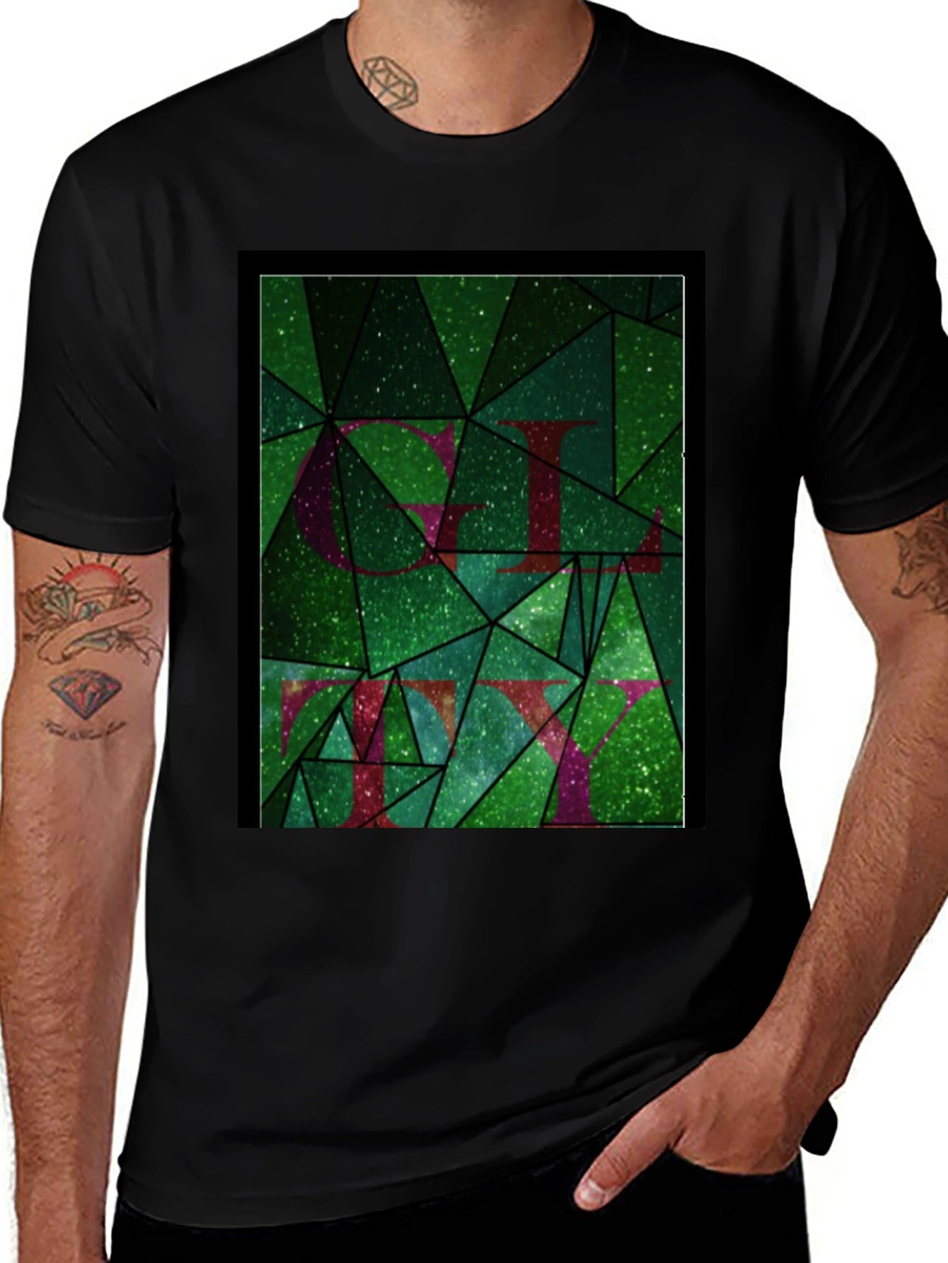 Abstract Green Mosaic Graphic Tee