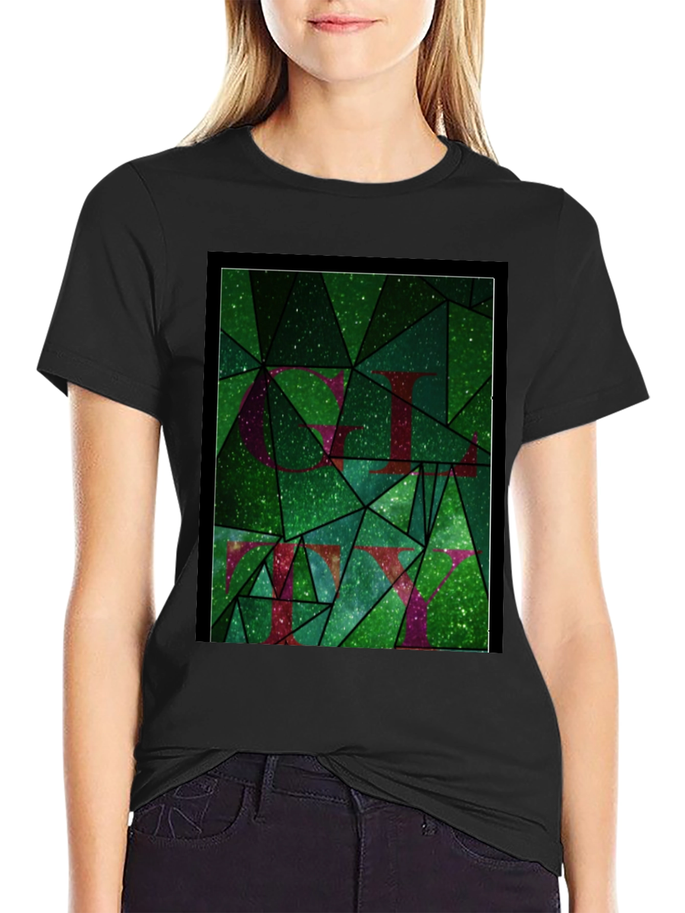 Abstract Green Mosaic Graphic Tee