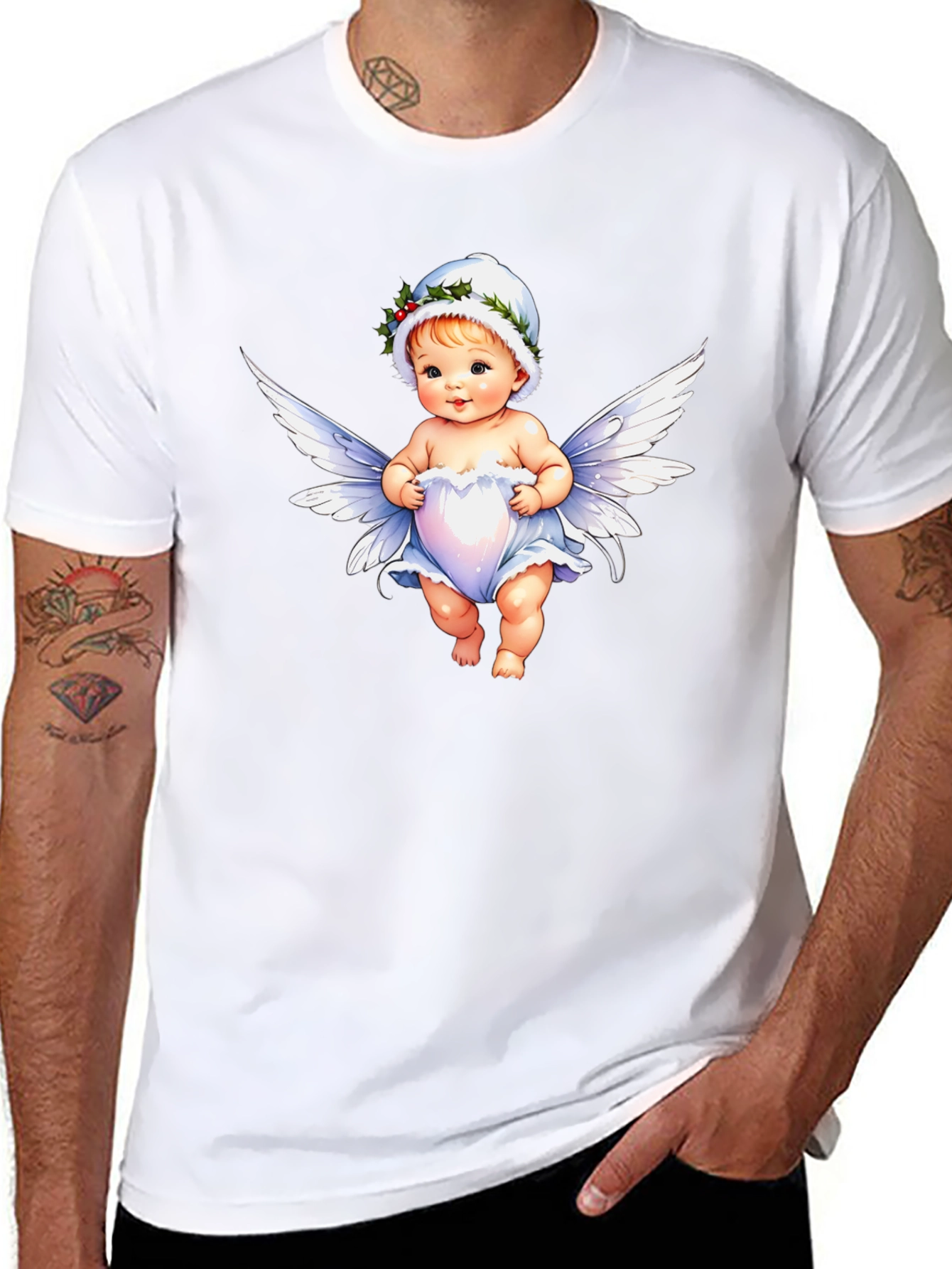 Angel Baby Graphic Tee - Whimsical Black T-Shirt