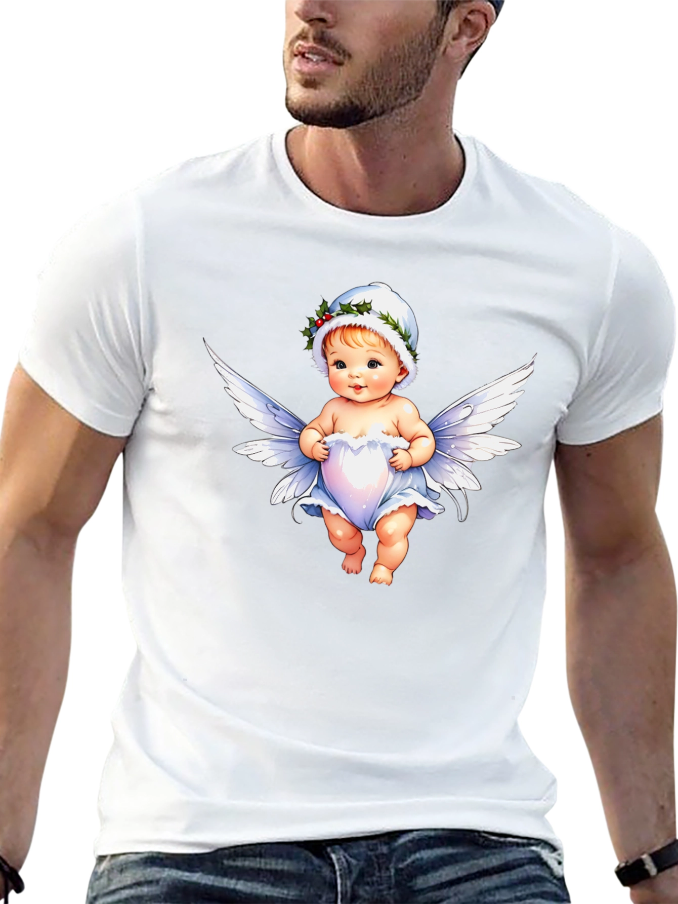 Angel Baby Graphic Tee - Whimsical Black T-Shirt