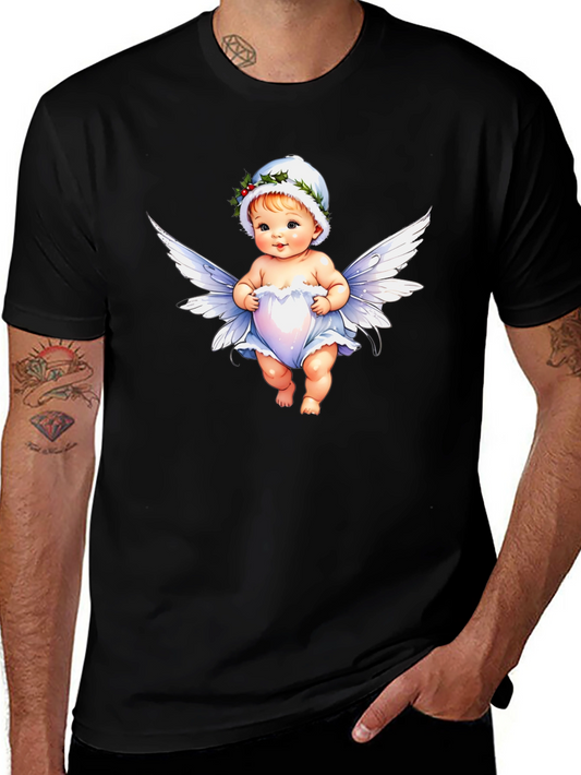 Angel Baby Graphic Tee - Whimsical Black T-Shirt