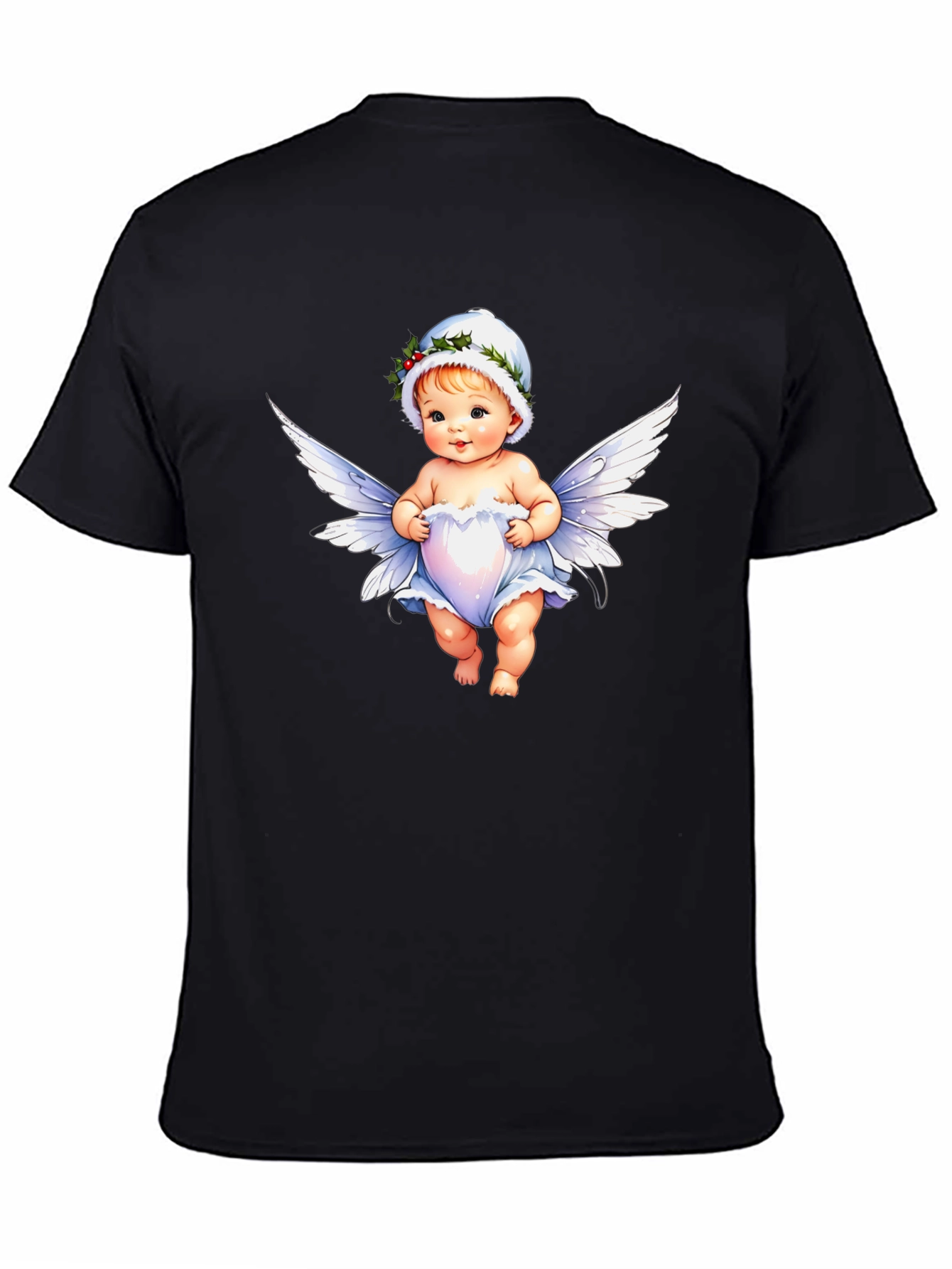 Angel Baby Graphic Tee - Whimsical Black T-Shirt