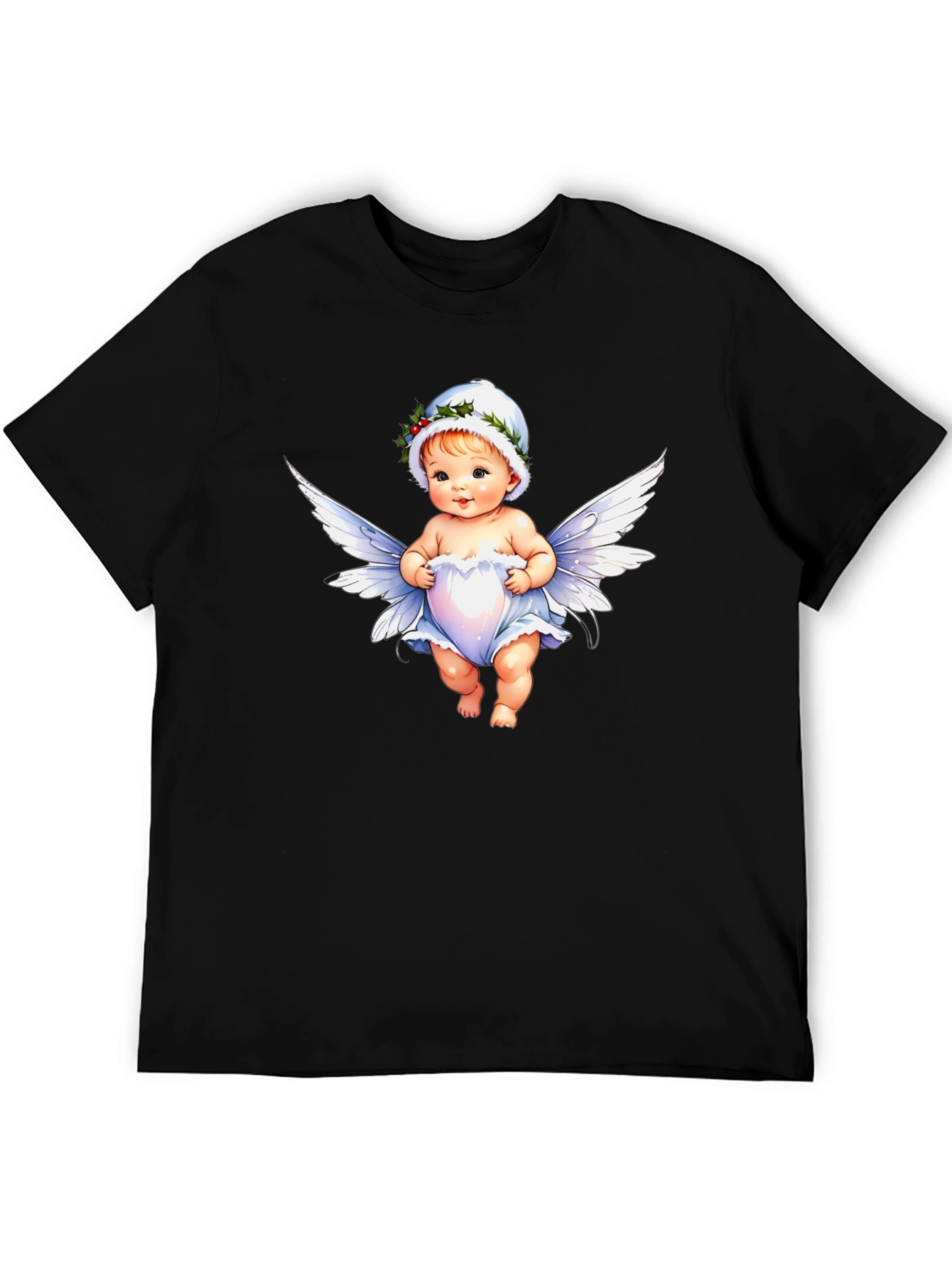 Angel Baby Graphic Tee - Whimsical Black T-Shirt