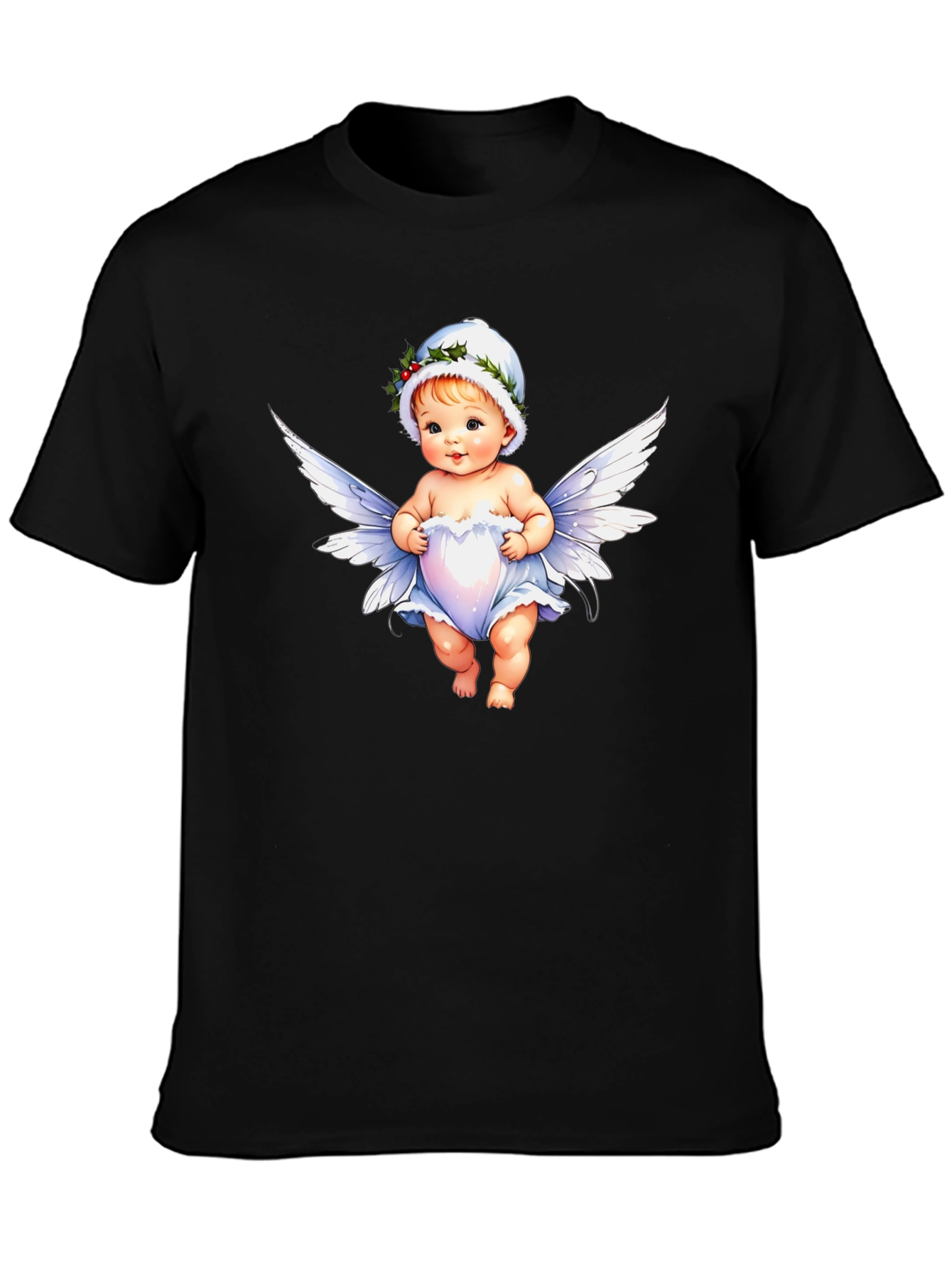 Angel Baby Graphic Tee - Whimsical Black T-Shirt