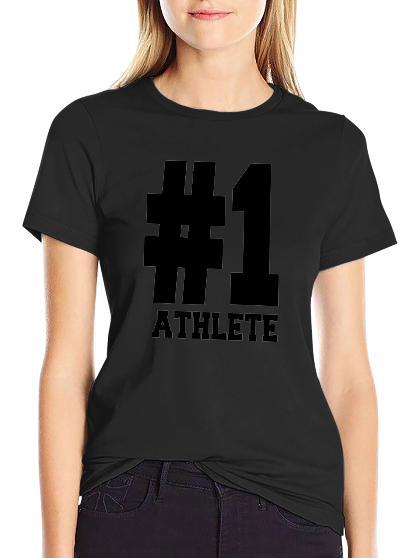 #1 Athlete Black Graphic T-Shirt