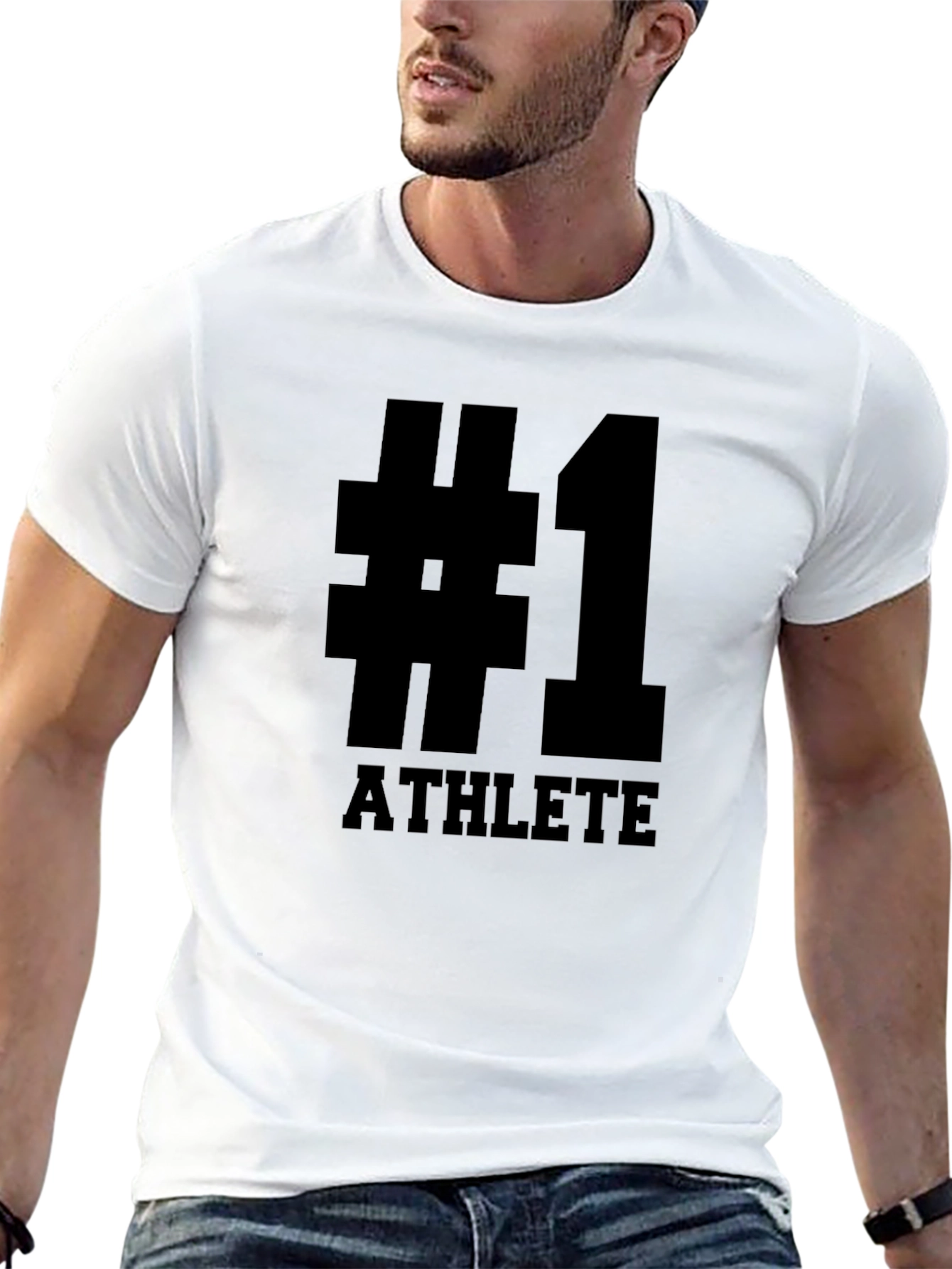 #1 Athlete Black Graphic T-Shirt