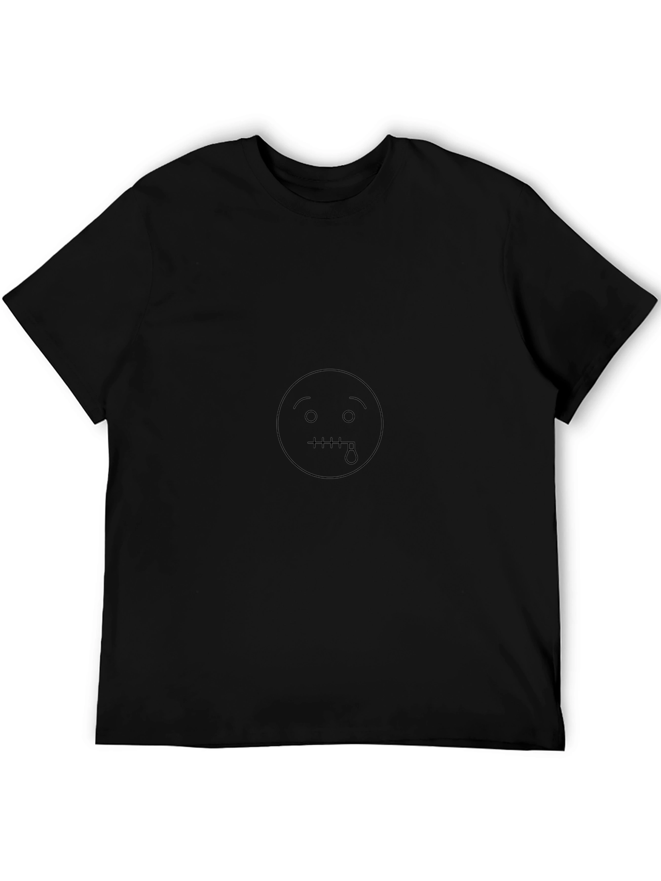 Zipped Mouth Emoji Black T-Shirt