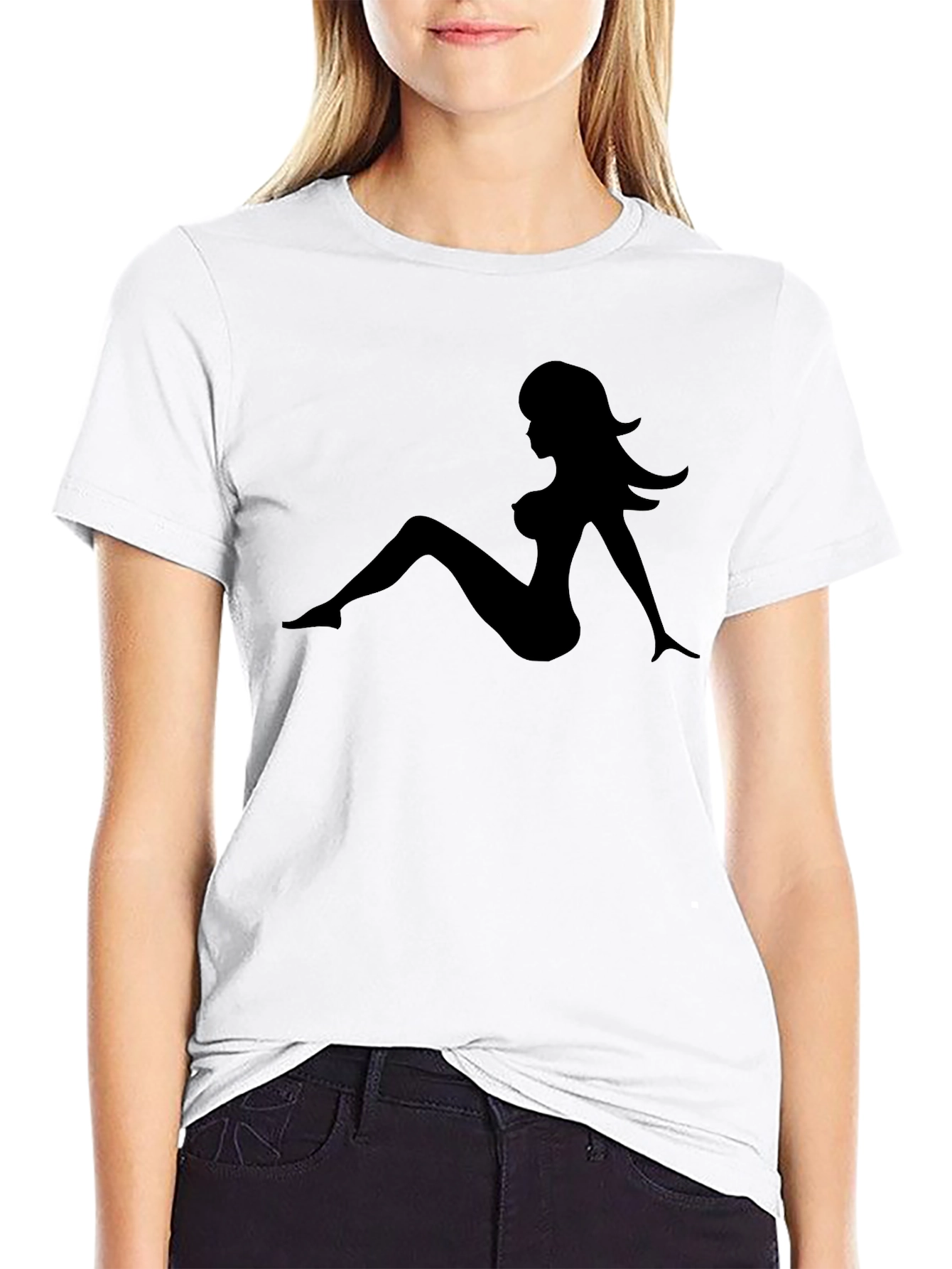 Black T-Shirt with Silhouette Design