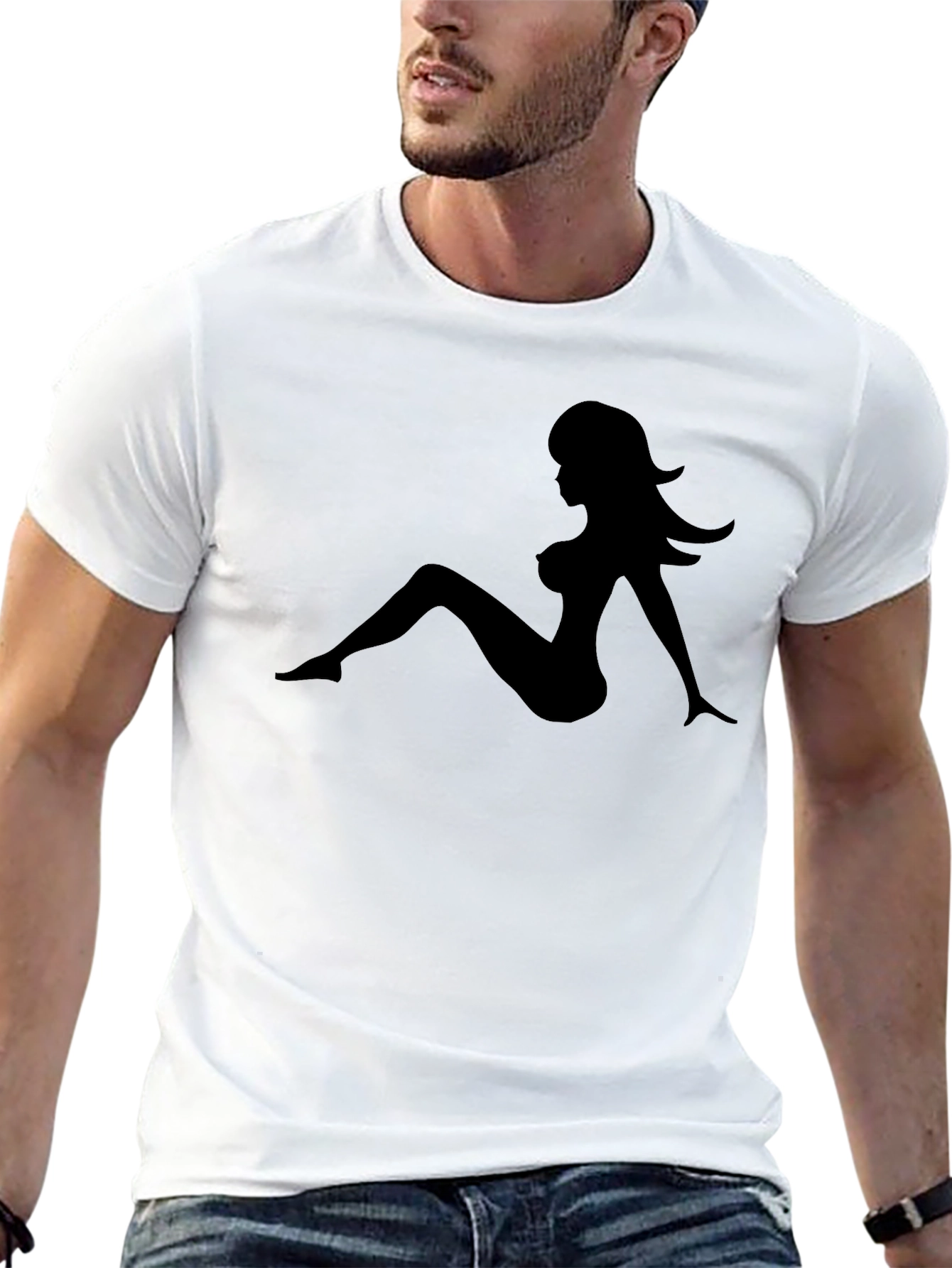 Black T-Shirt with Silhouette Design