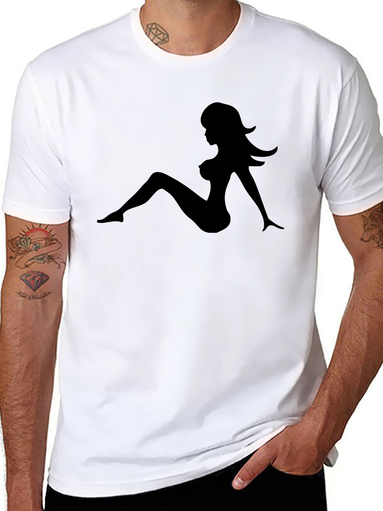 Black T-Shirt with Silhouette Design