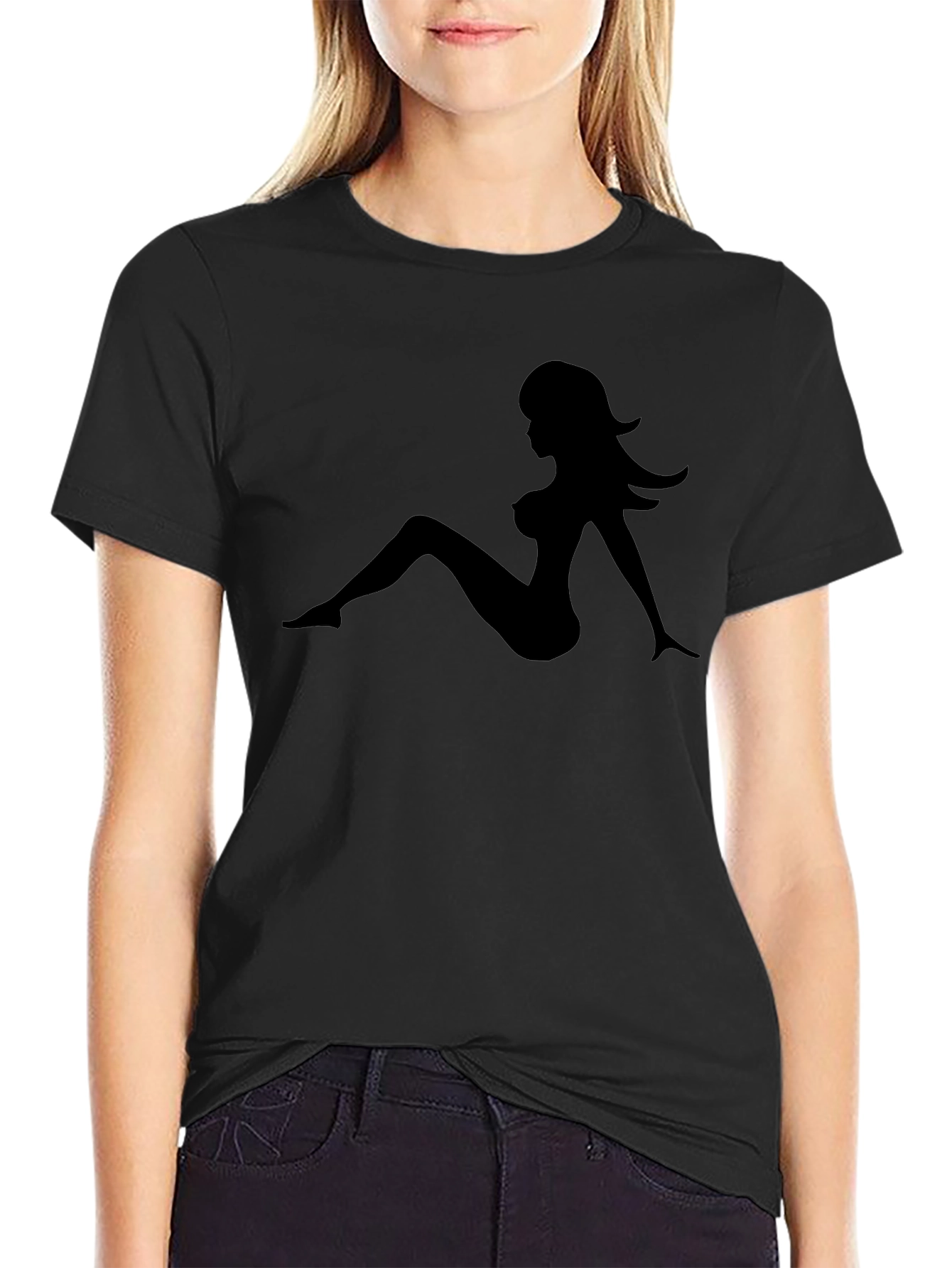 Black T-Shirt with Silhouette Design