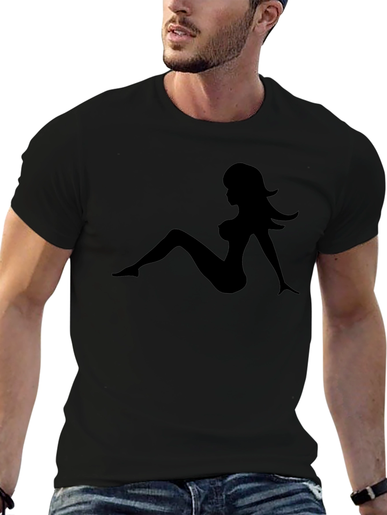 Black T-Shirt with Silhouette Design