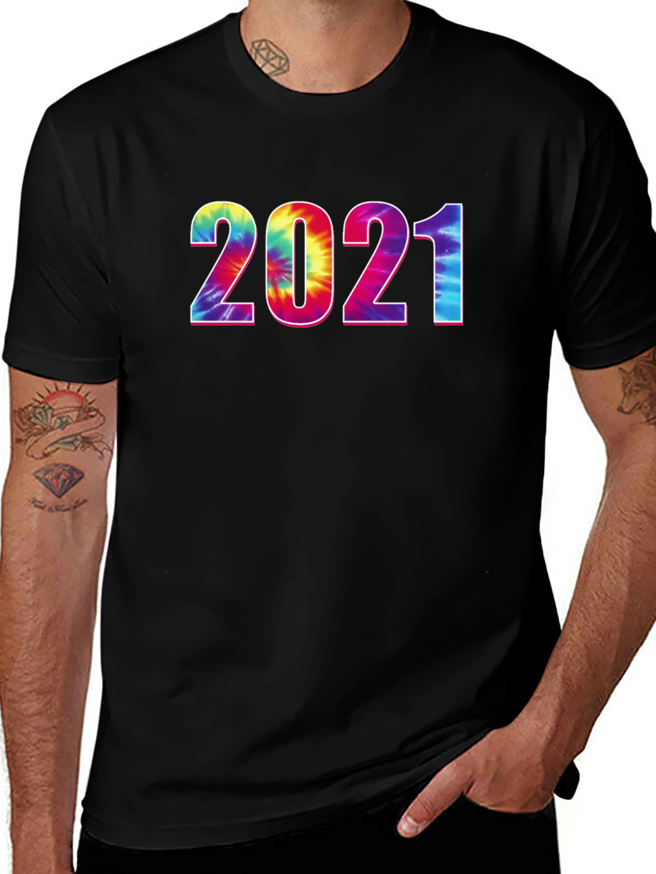 Tie-Dye 2021 Graphic Tee - Stylish Year Print
