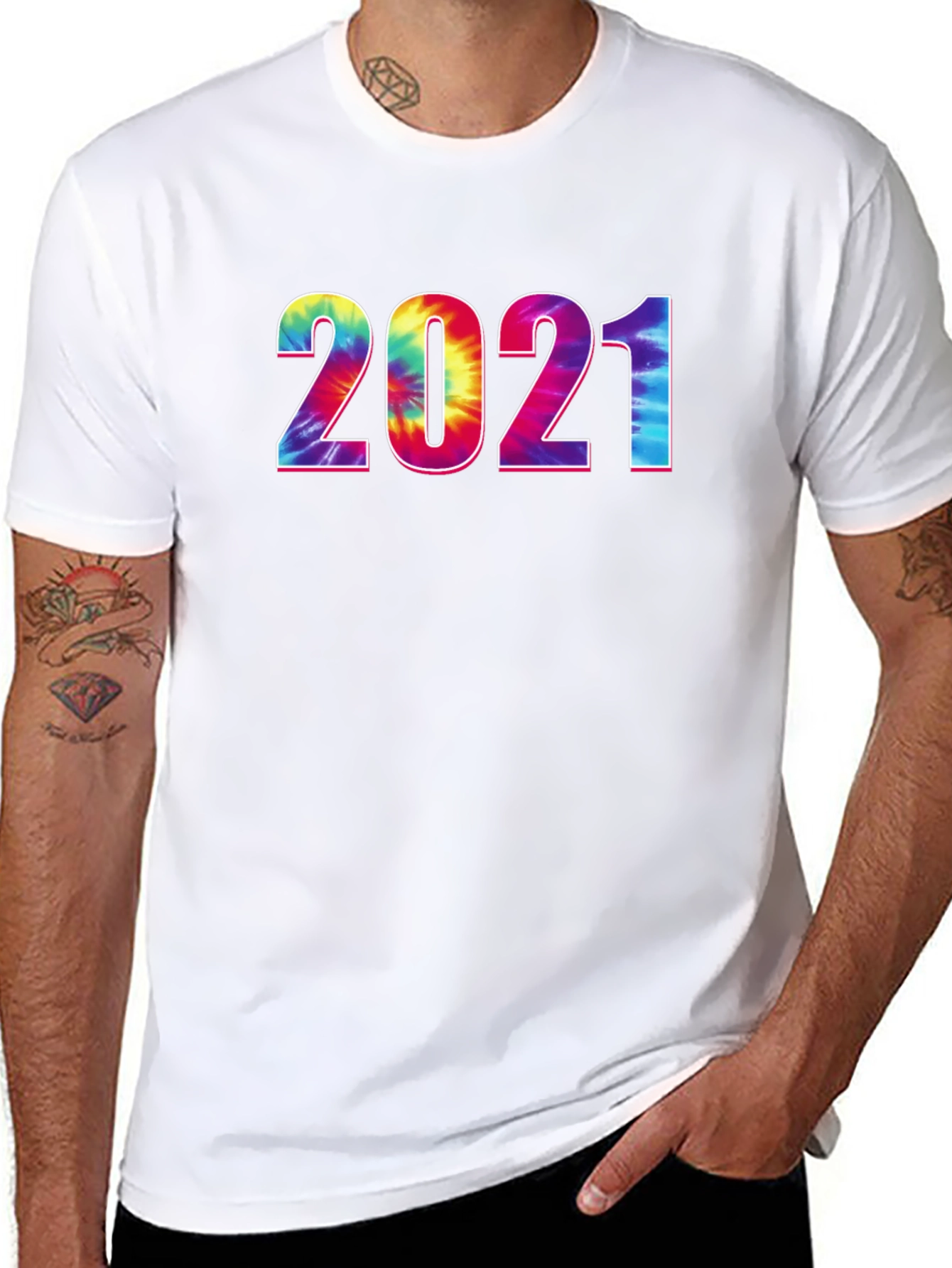 Tie-Dye 2021 Graphic Tee - Stylish Year Print