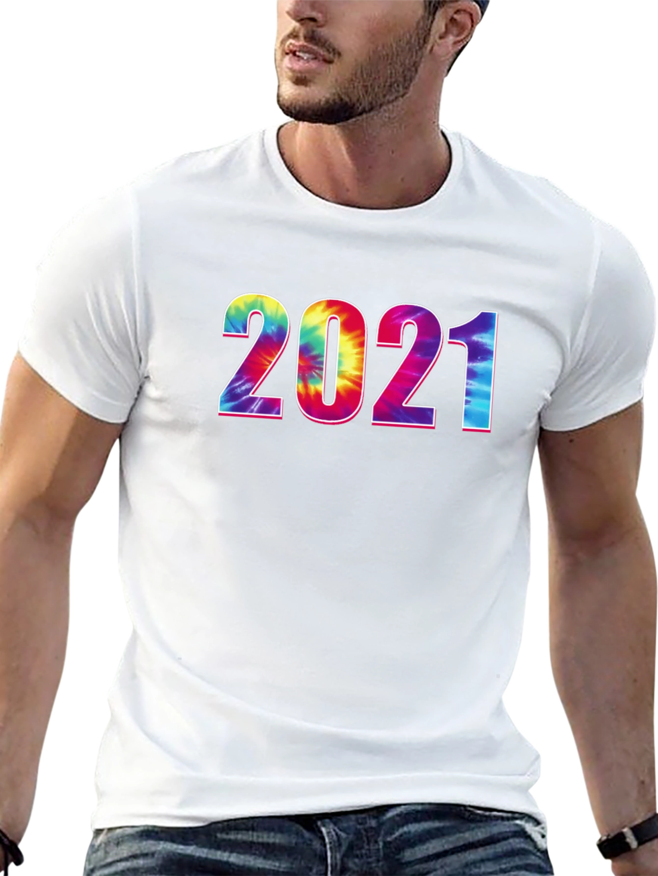 Tie-Dye 2021 Graphic Tee - Stylish Year Print