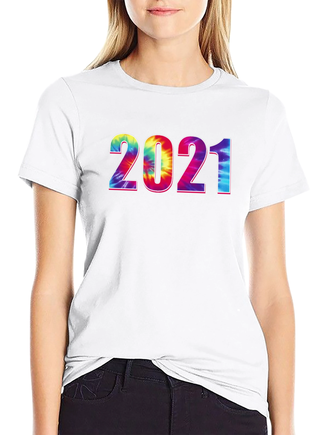 Tie-Dye 2021 Graphic Tee - Stylish Year Print
