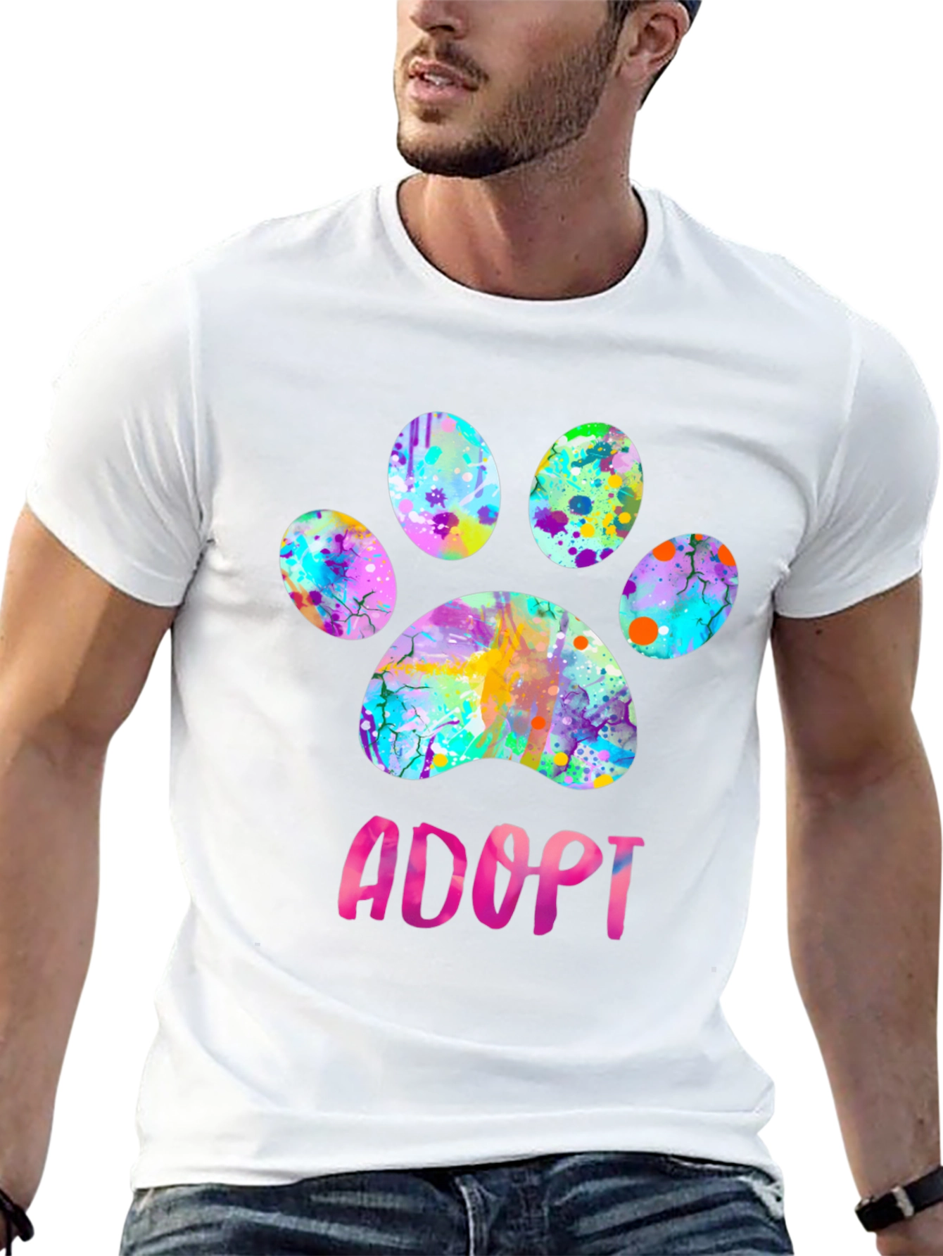 Adopt Paw Print Graphic T-Shirt