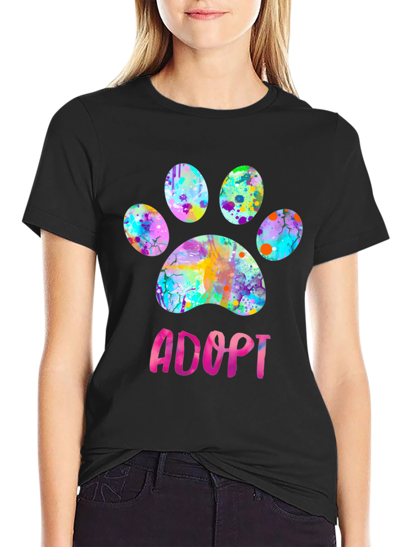 Adopt Paw Print Graphic T-Shirt