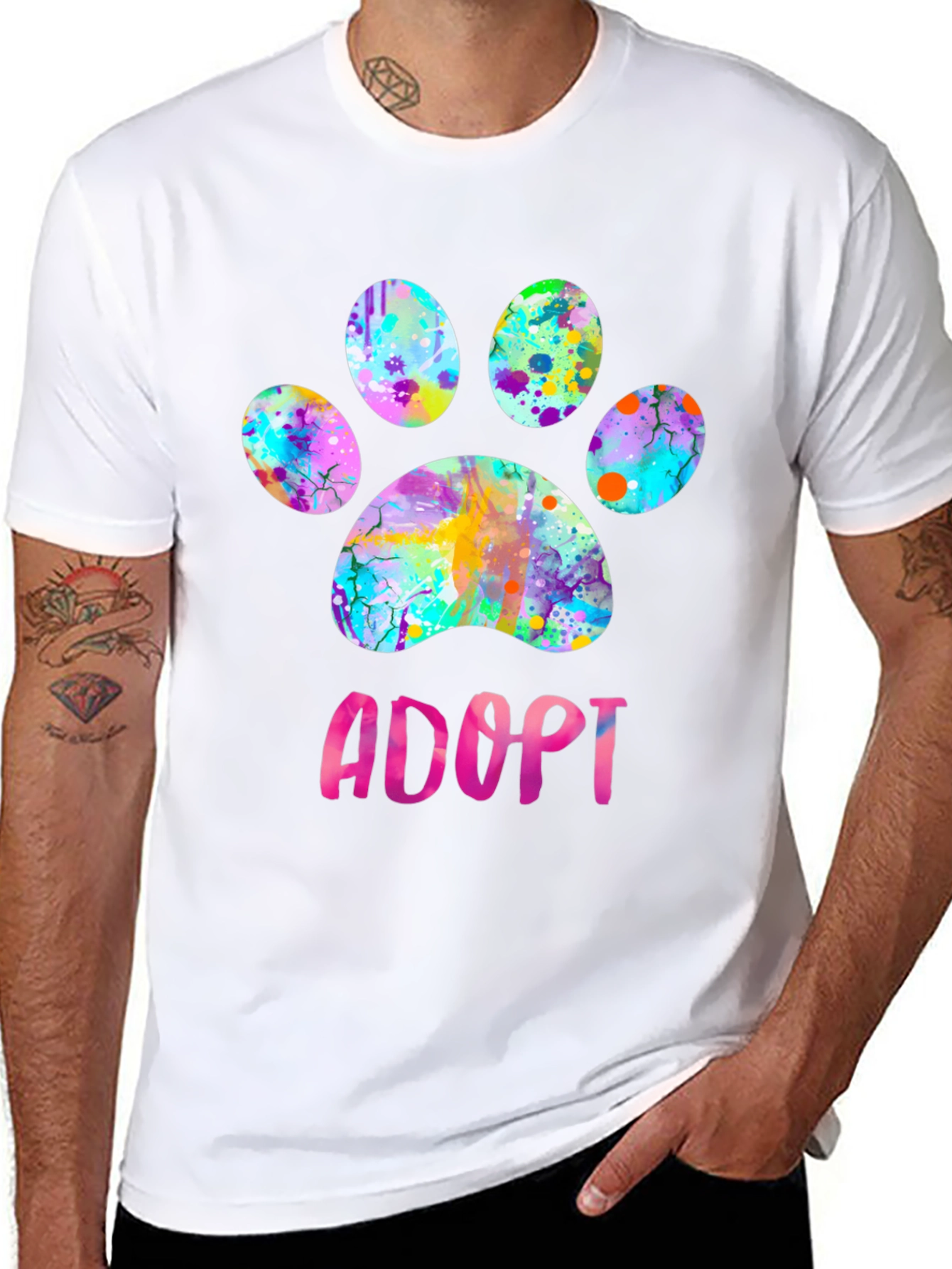 Adopt Paw Print Graphic T-Shirt