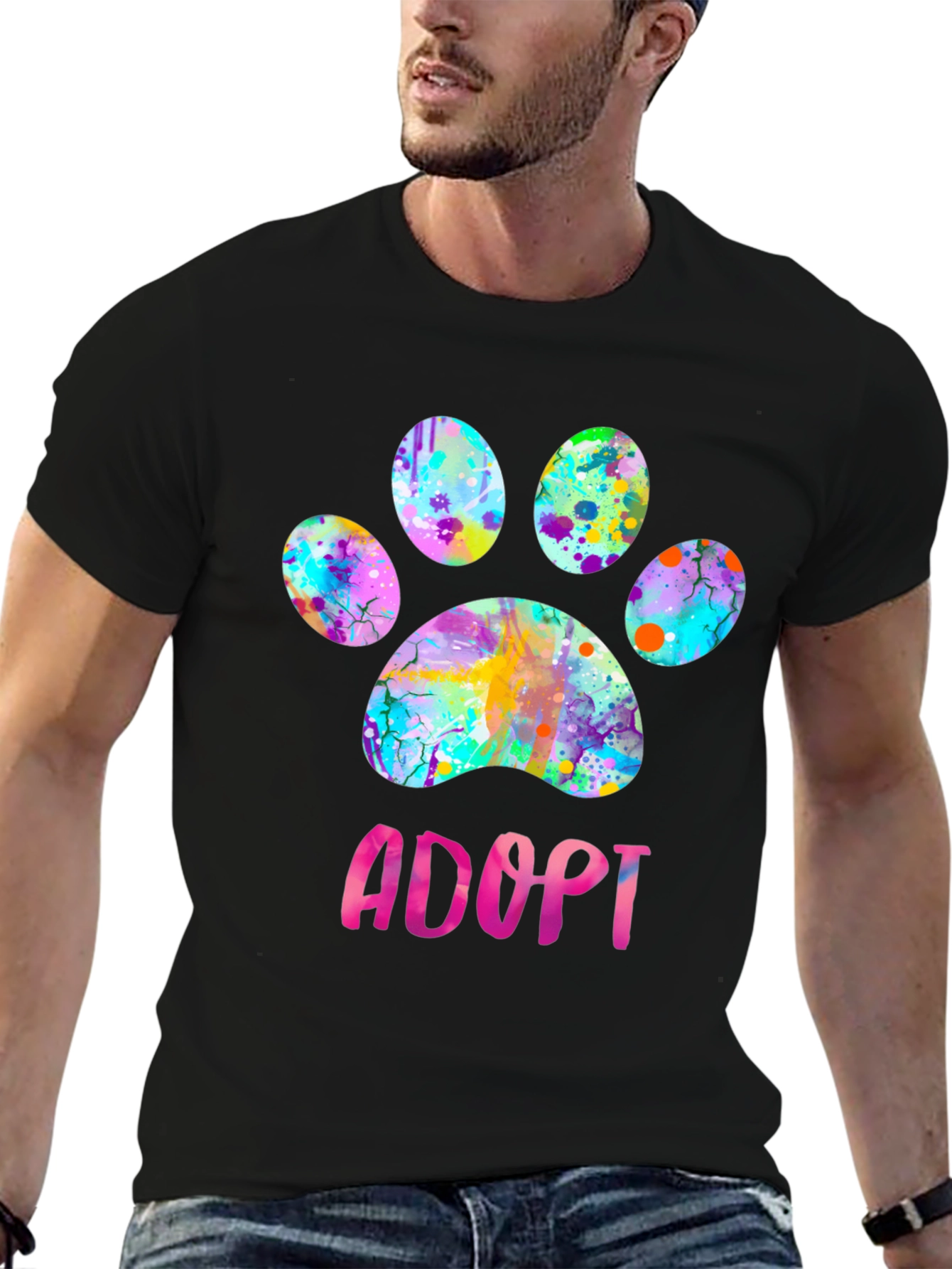 Adopt Paw Print Graphic T-Shirt
