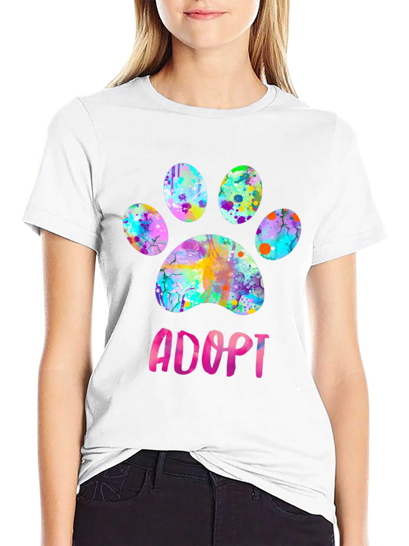 Adopt Paw Print Graphic T-Shirt