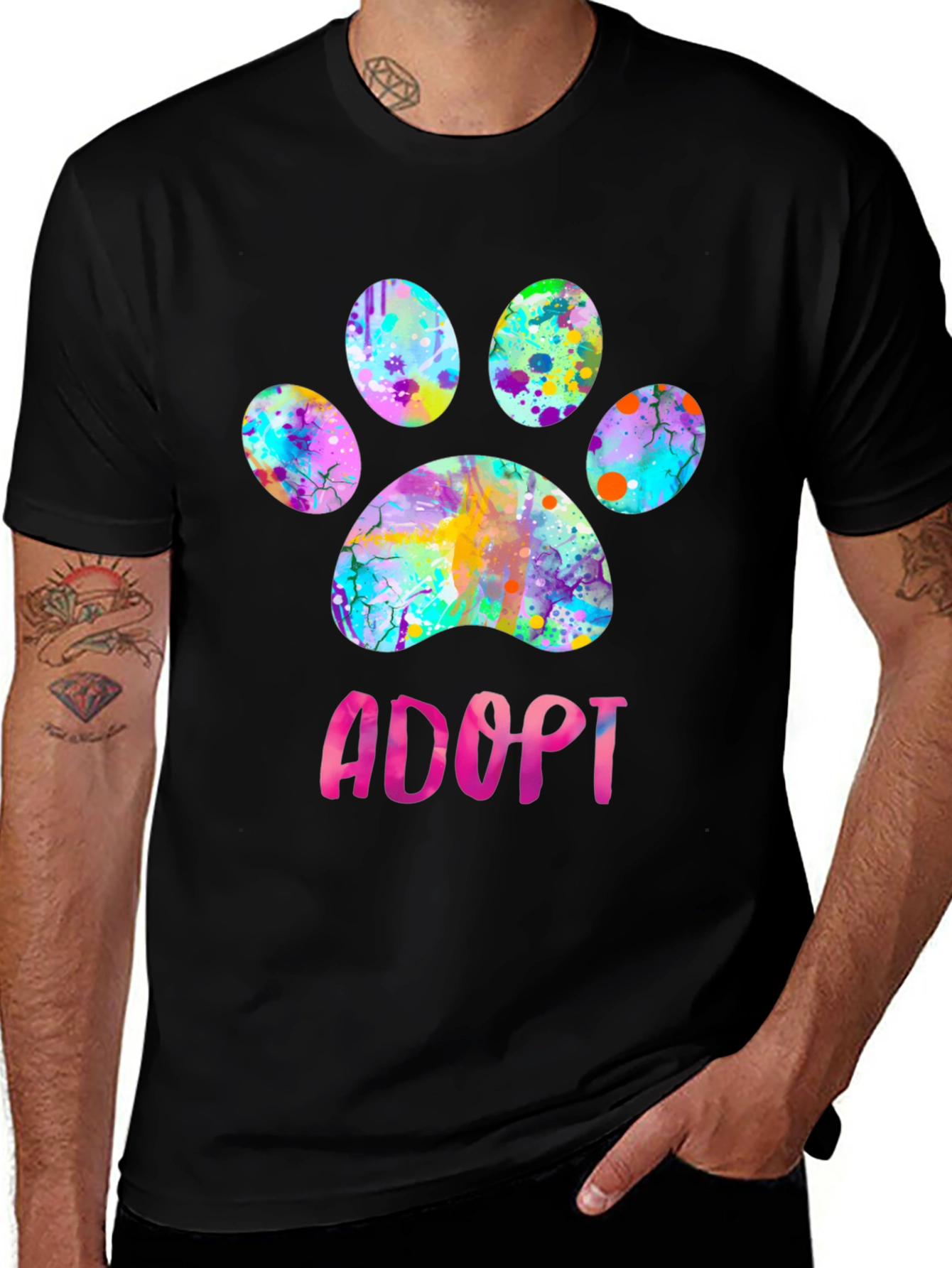 Adopt Paw Print Graphic T-Shirt