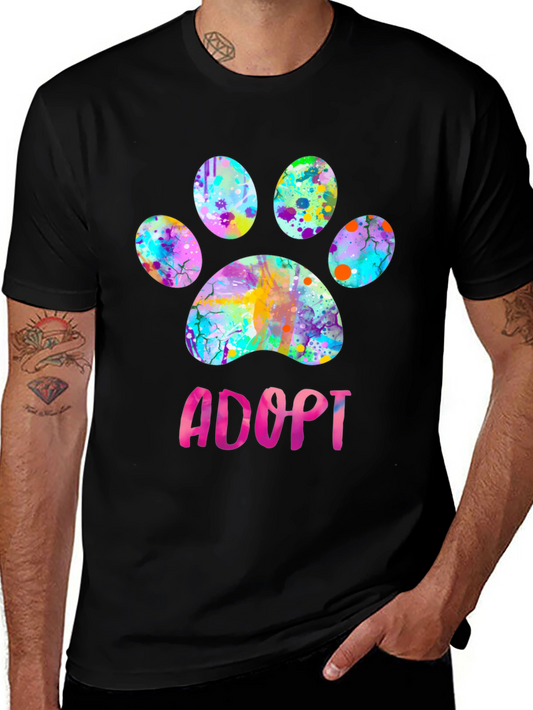 Adopt Paw Print Graphic T-Shirt