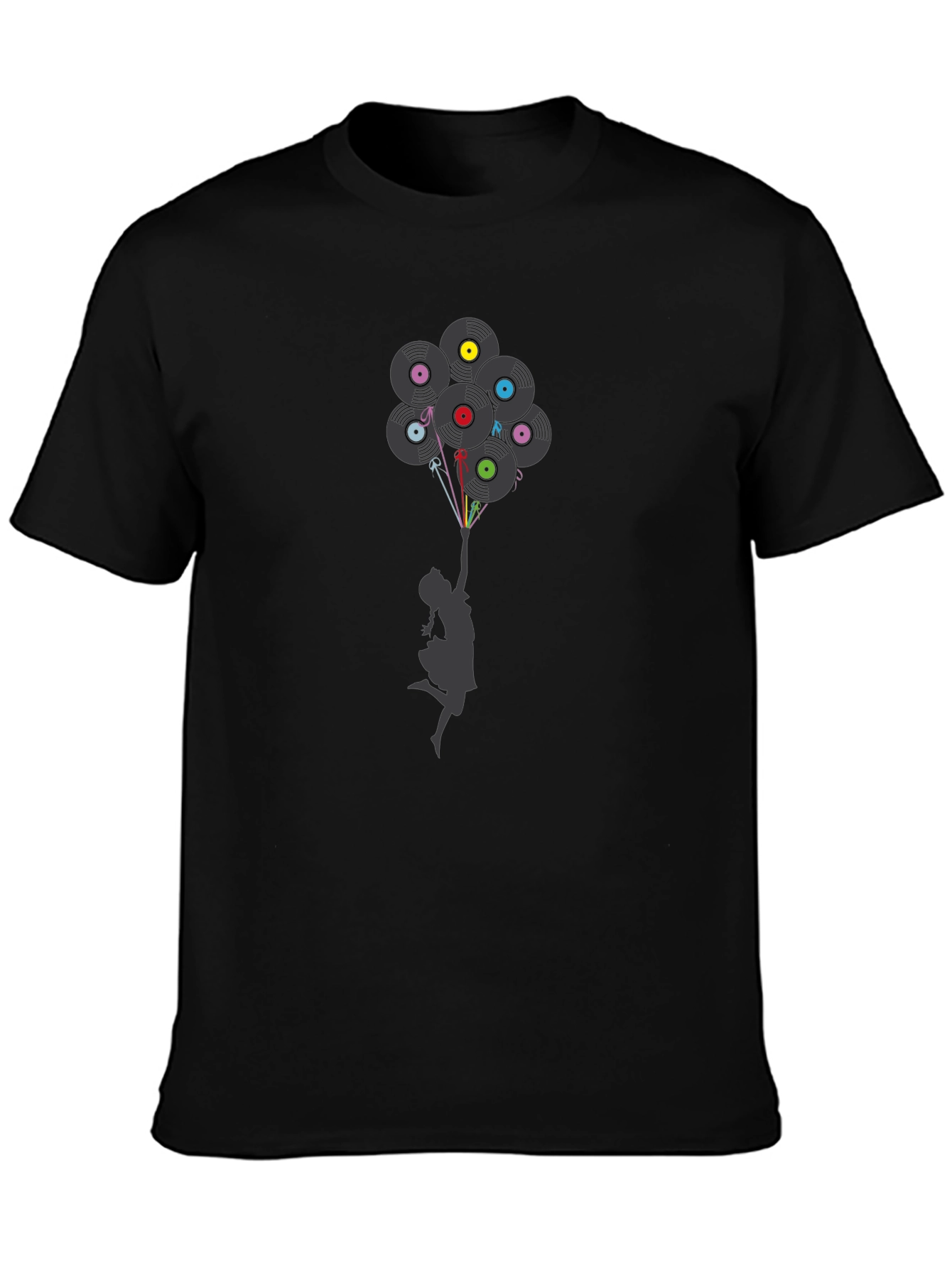 Vinyl Record Balloon Graphic Print T-Shirt