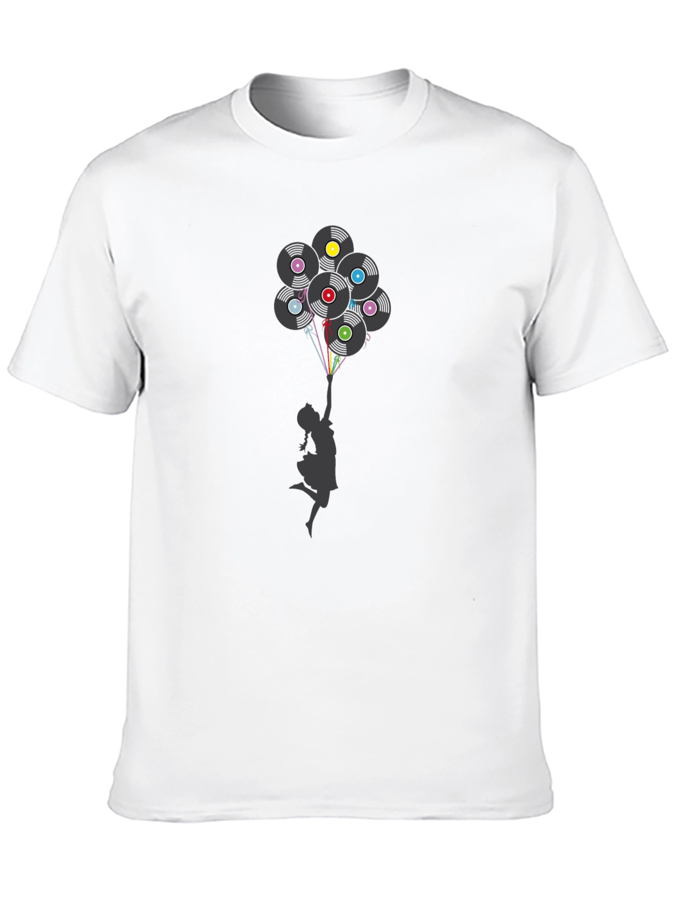Vinyl Record Balloon Graphic Print T-Shirt