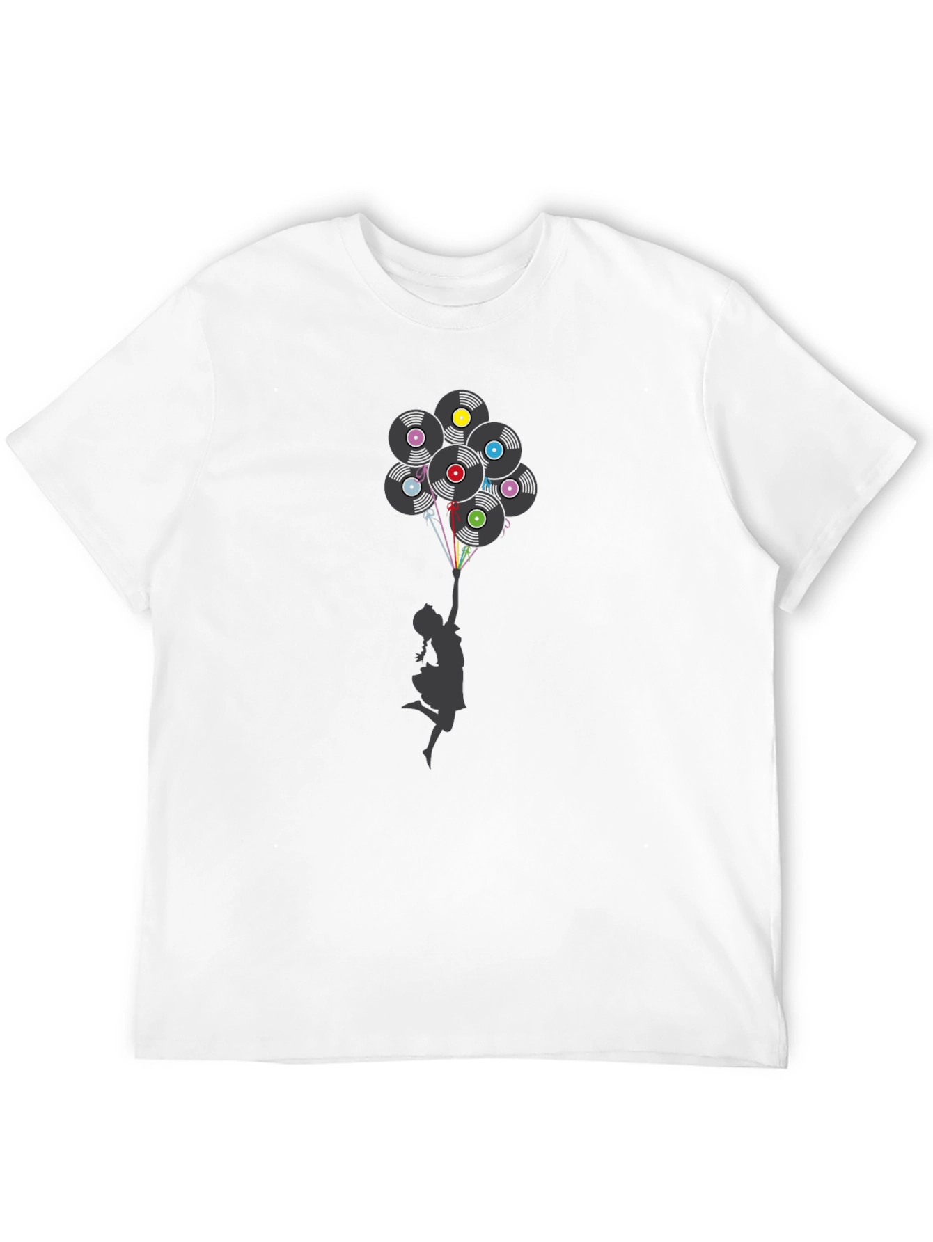 Vinyl Record Balloon Graphic Print T-Shirt