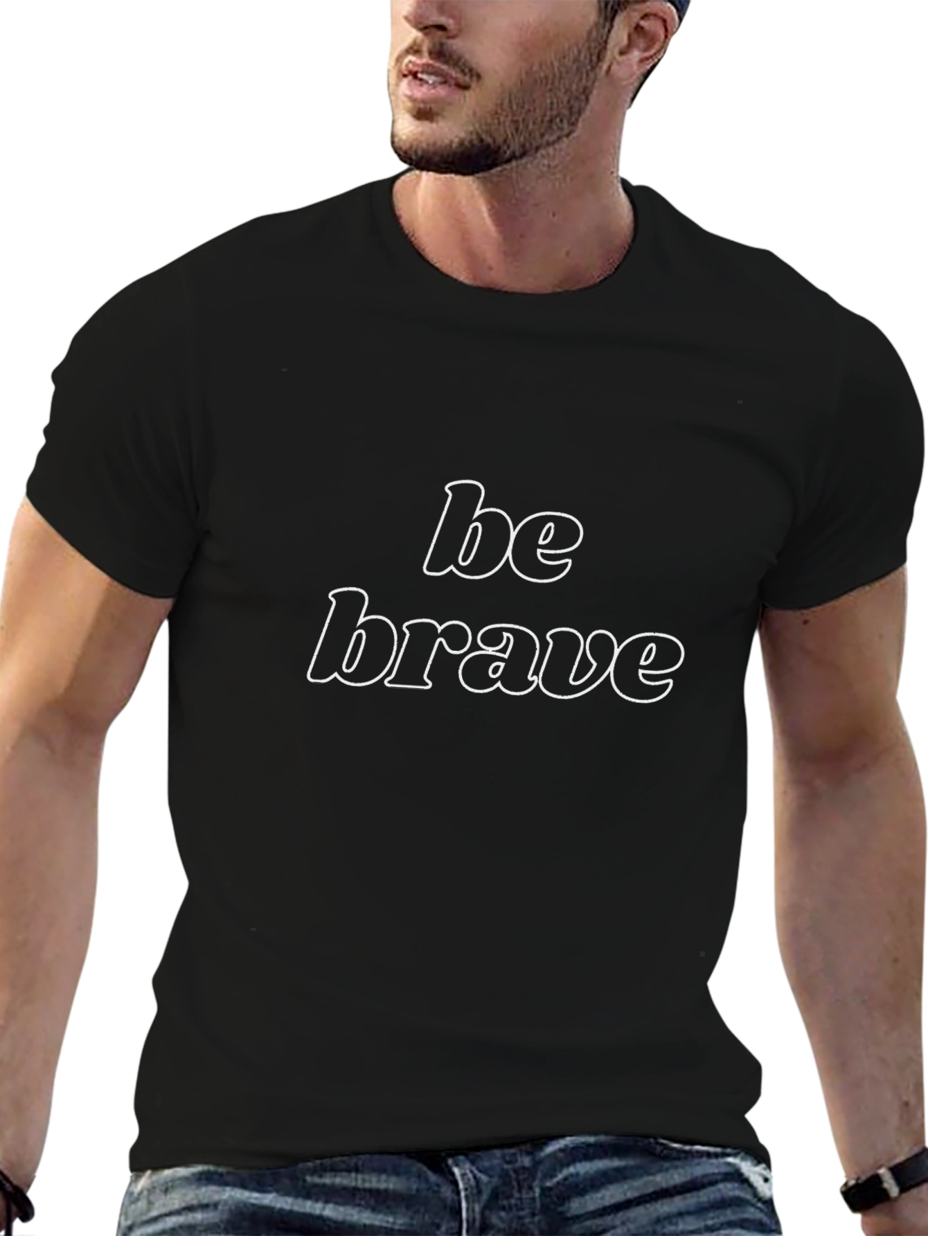 Be Brave Black Graphic Tee - Motivational Design