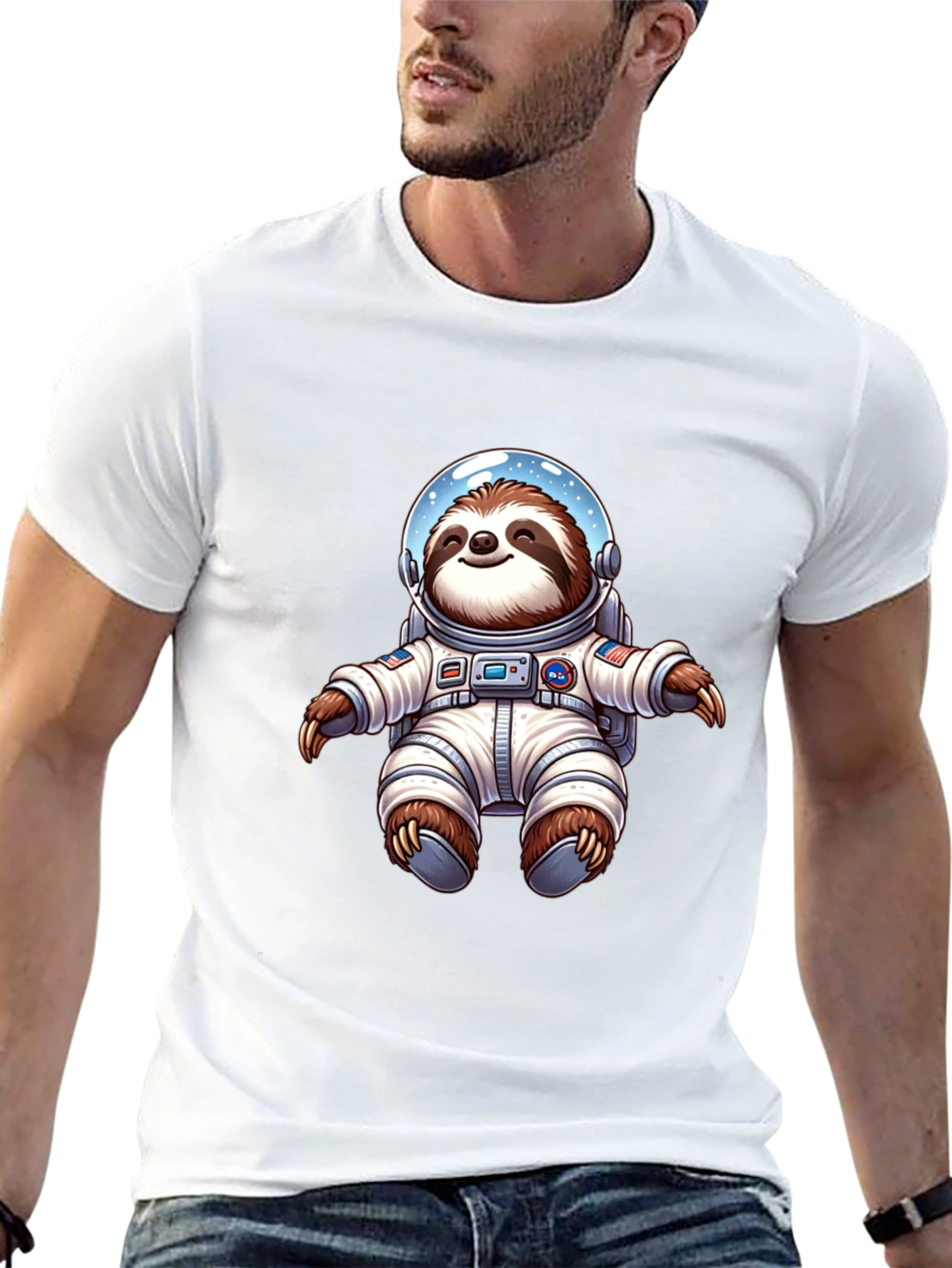 Astronaut Sloth Graphic Tee - Space Adventure