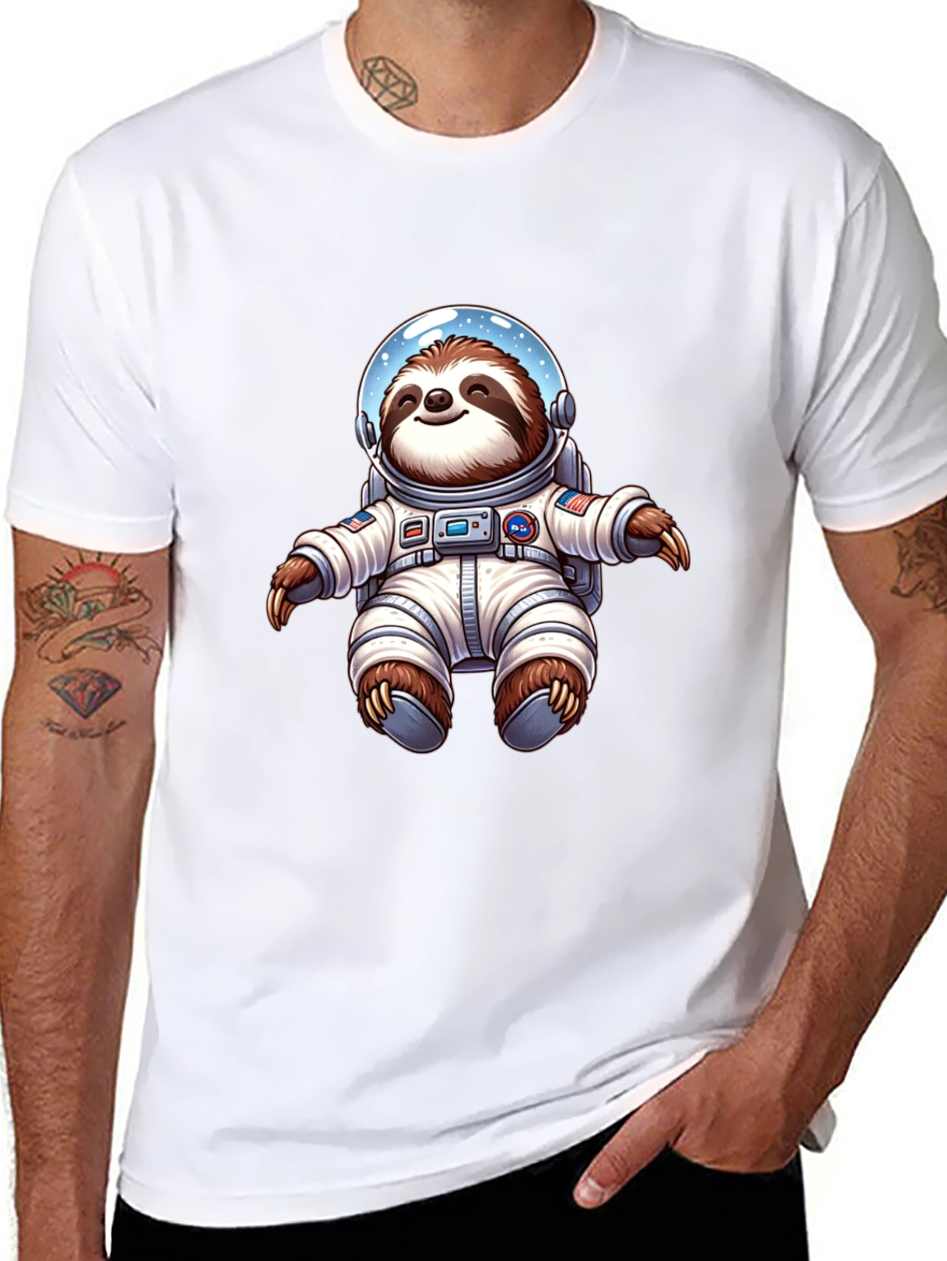 Astronaut Sloth Graphic Tee - Space Adventure