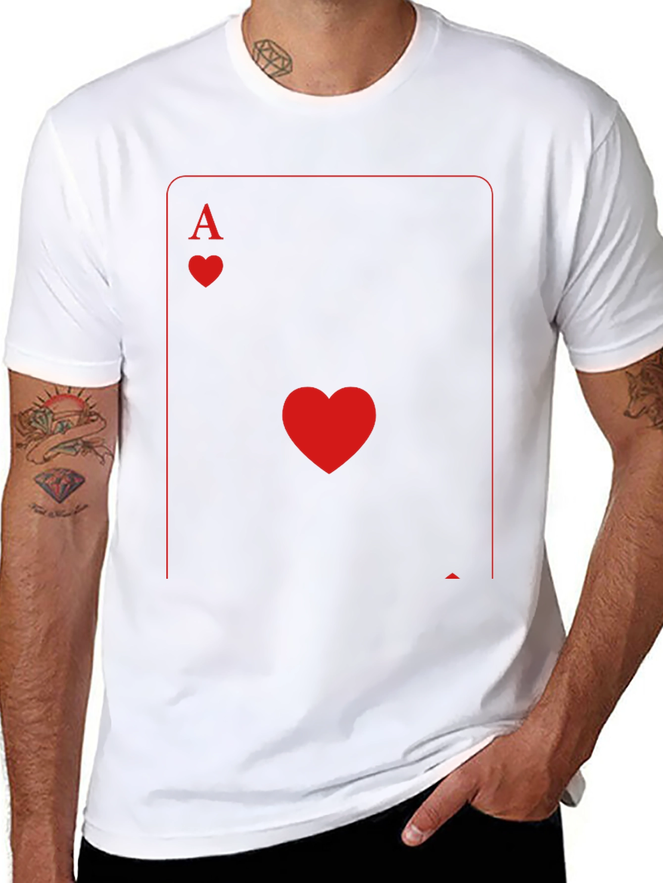 Ace of Hearts Graphic Tee - Black Crew Neck