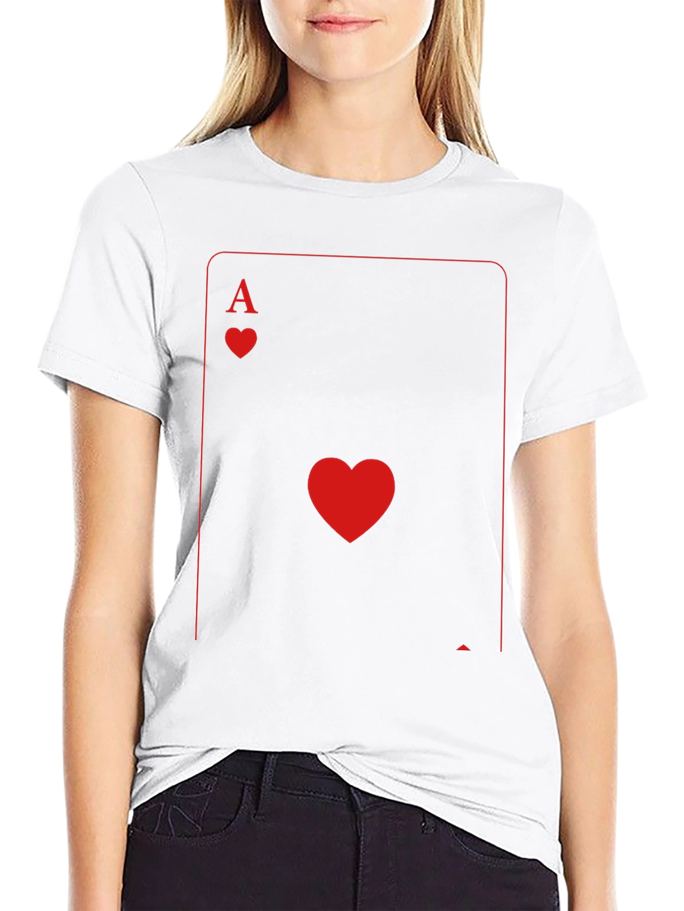 Ace of Hearts Graphic Tee - Black Crew Neck