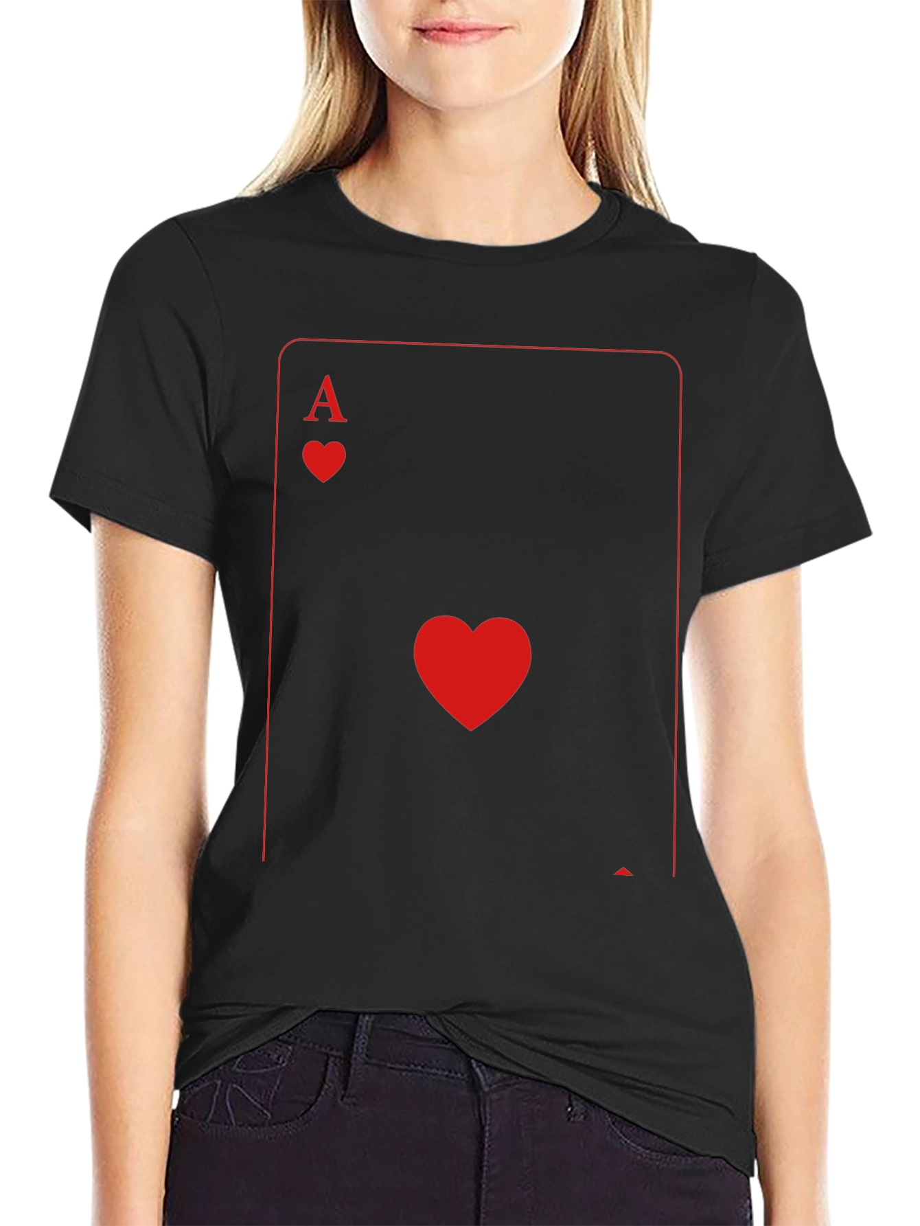 Ace of Hearts Graphic Tee - Black Crew Neck