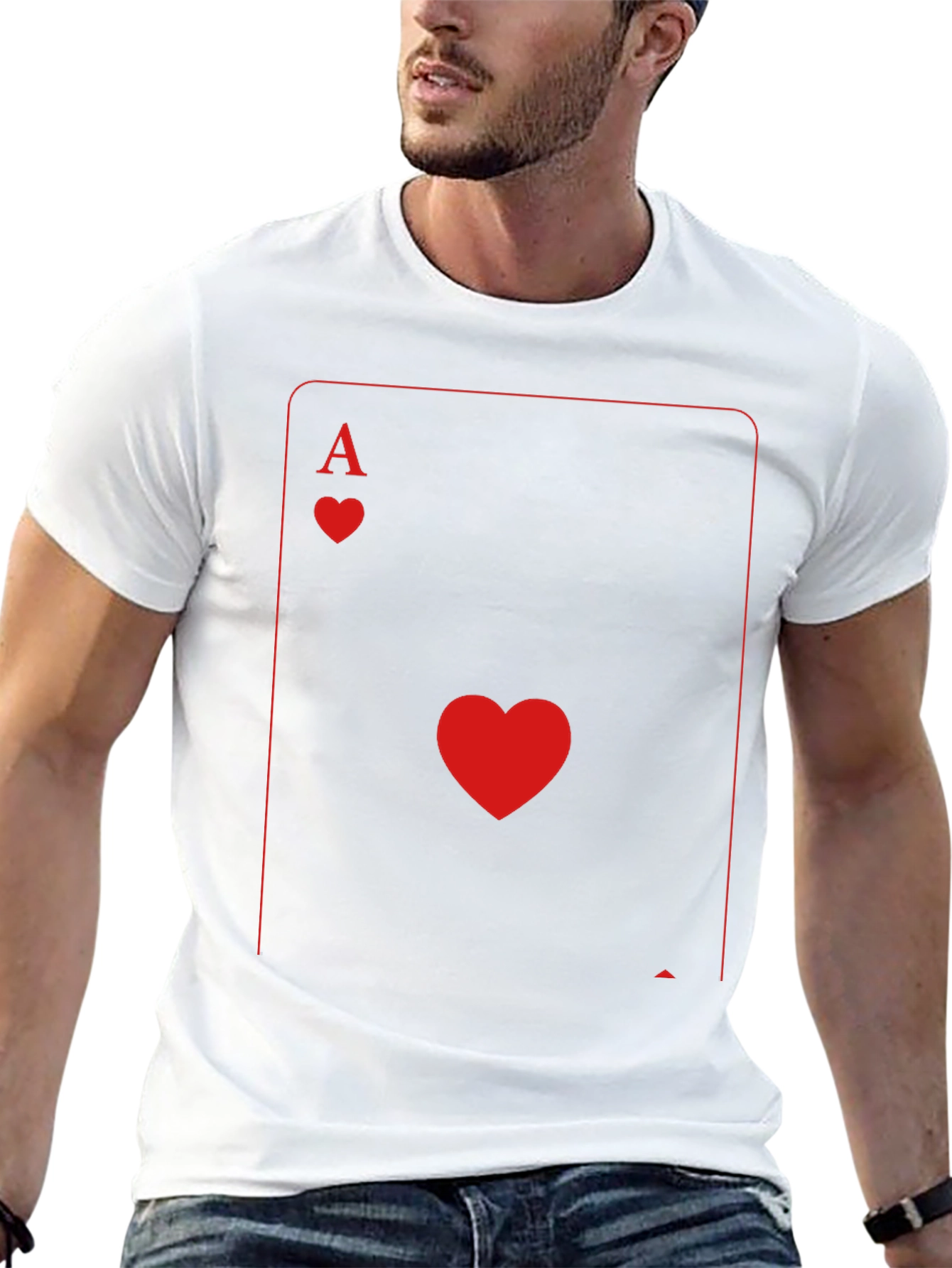 Ace of Hearts Graphic Tee - Black Crew Neck