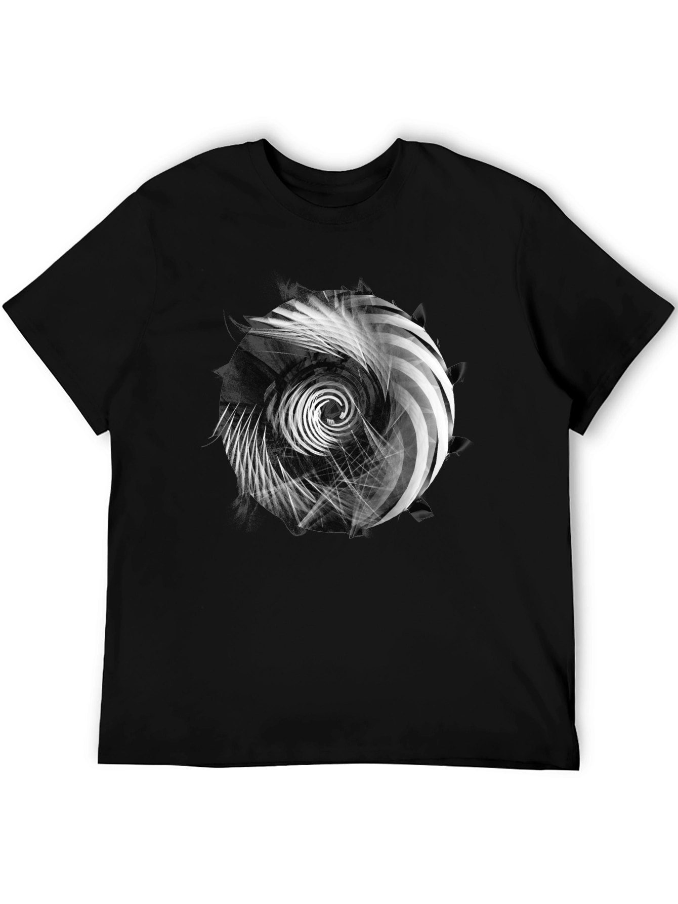 Abstract Swirl Graphic Print Black T-Shirt