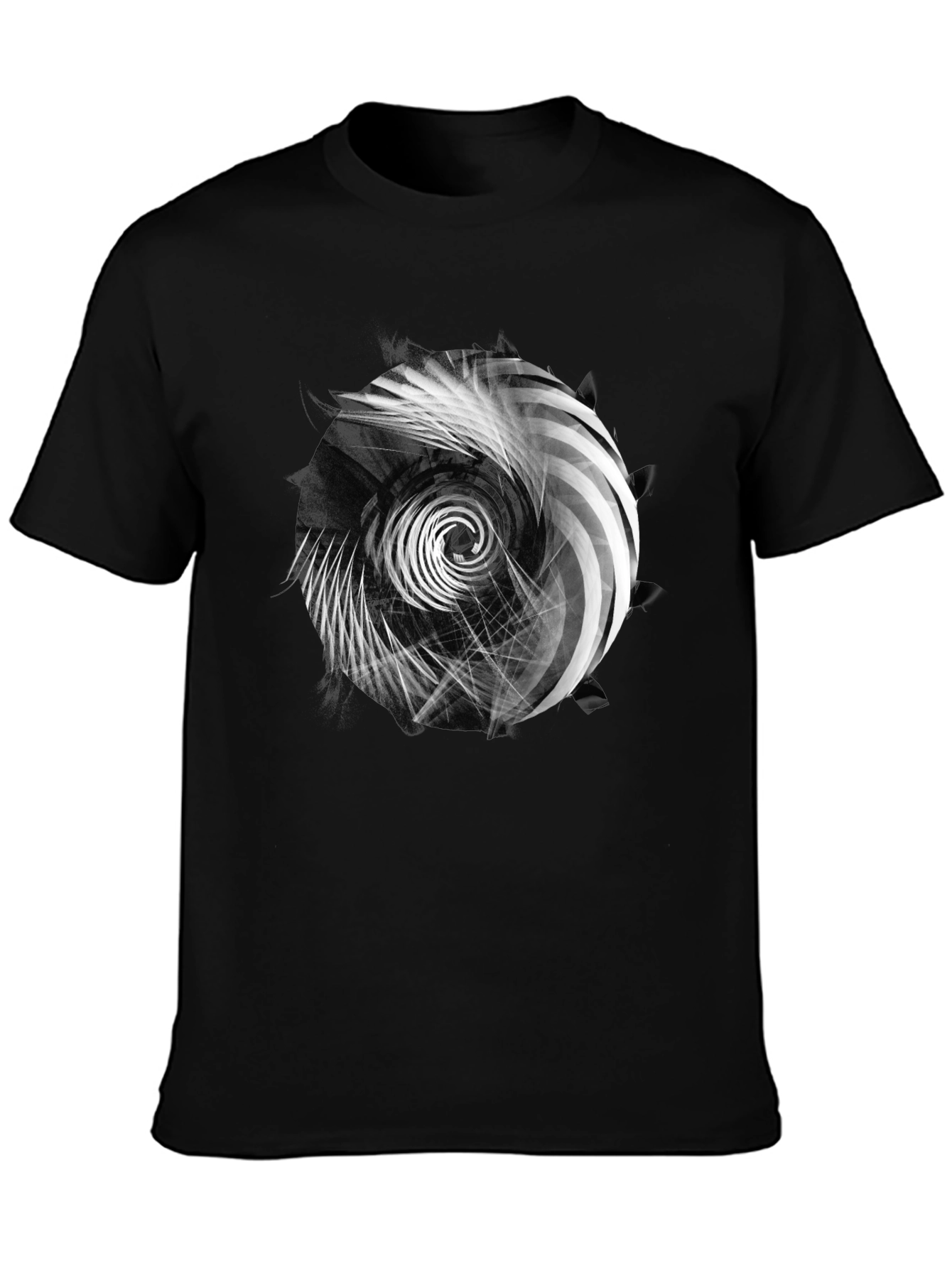 Abstract Swirl Graphic Print Black T-Shirt