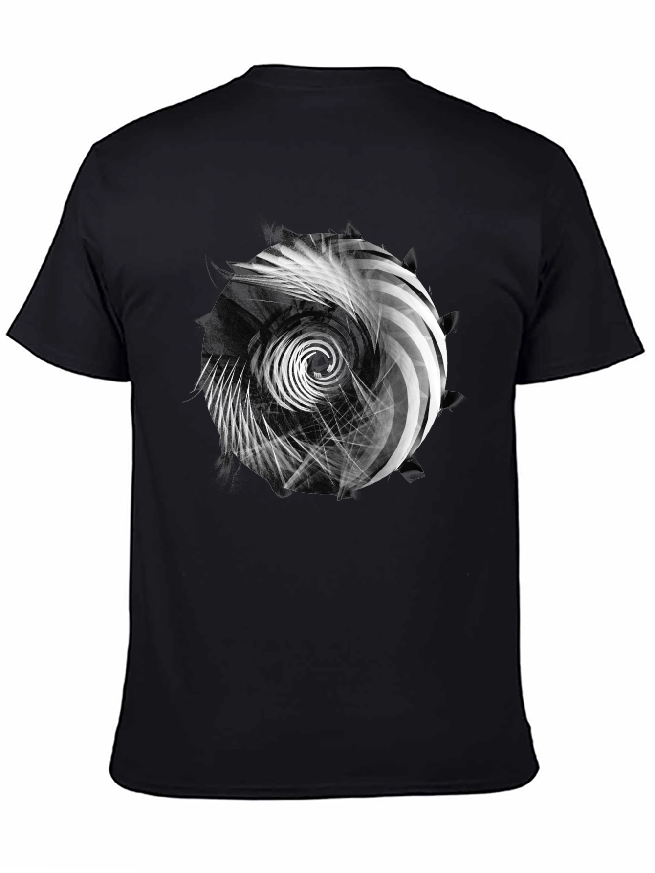 Abstract Swirl Graphic Print Black T-Shirt