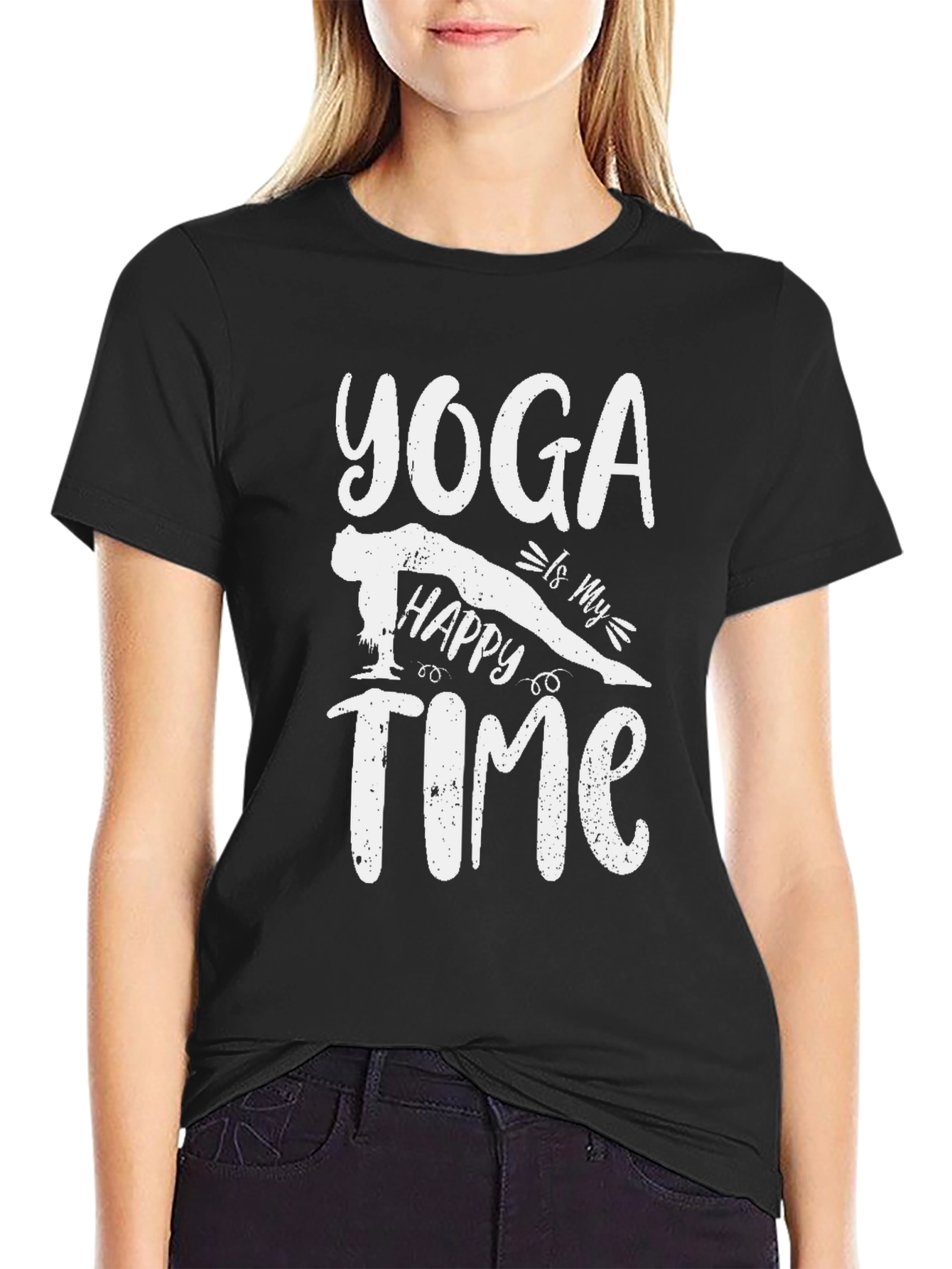 Yoga Is My Happy Time T-Shirt Black