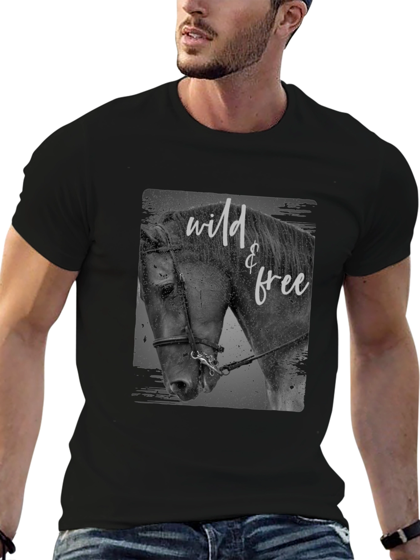 Wild & Free Horse Graphic Tee - Black