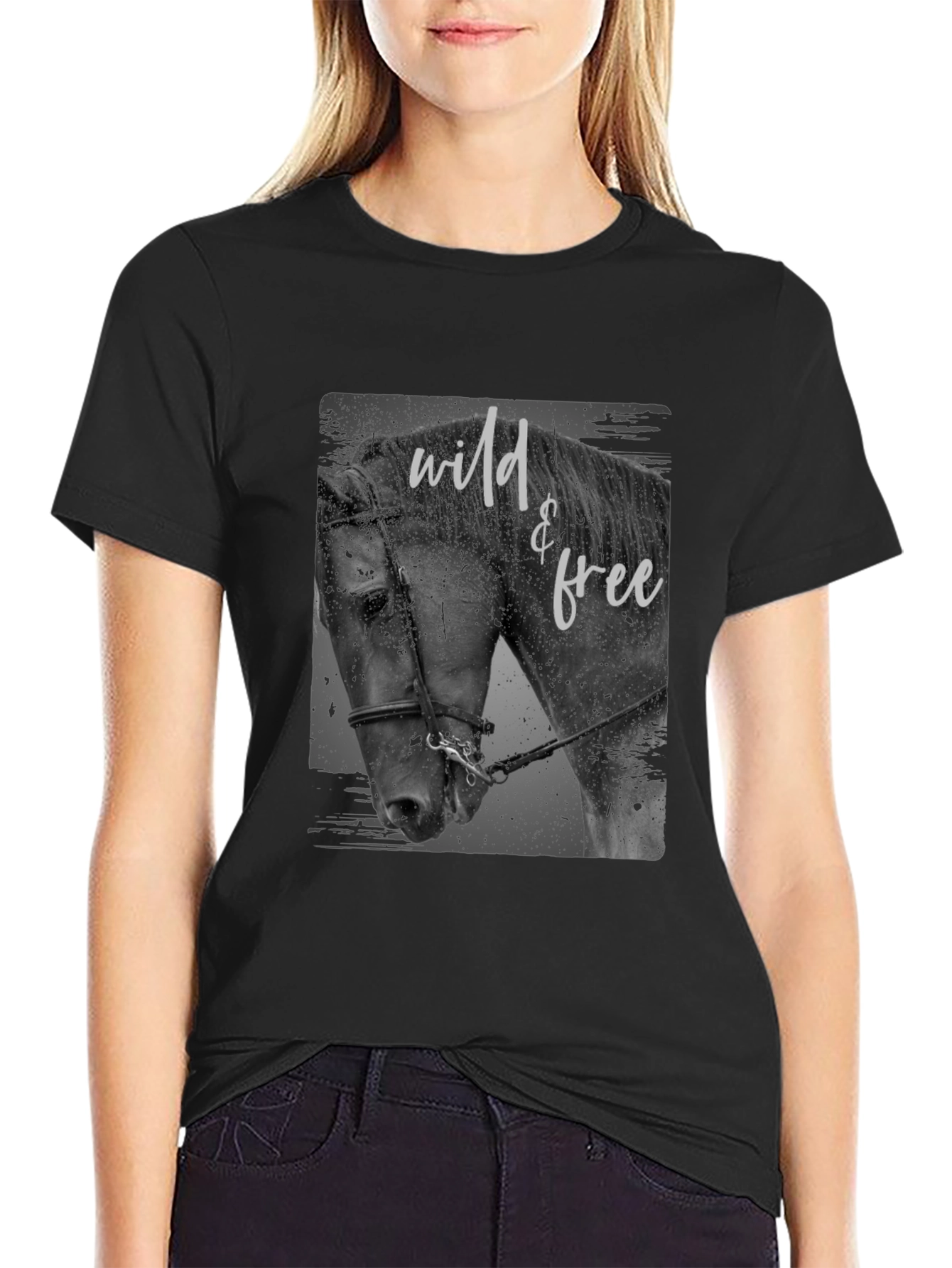 Wild & Free Horse Graphic Tee - Black