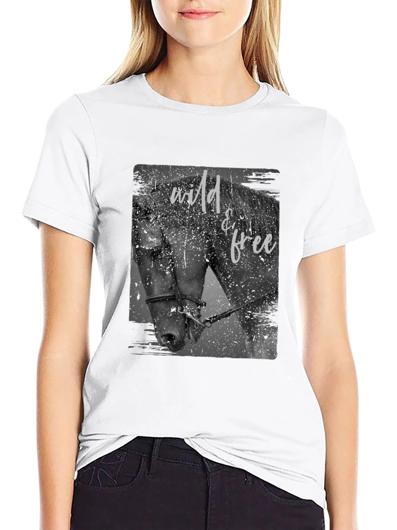 Wild & Free Horse Graphic Tee - Black