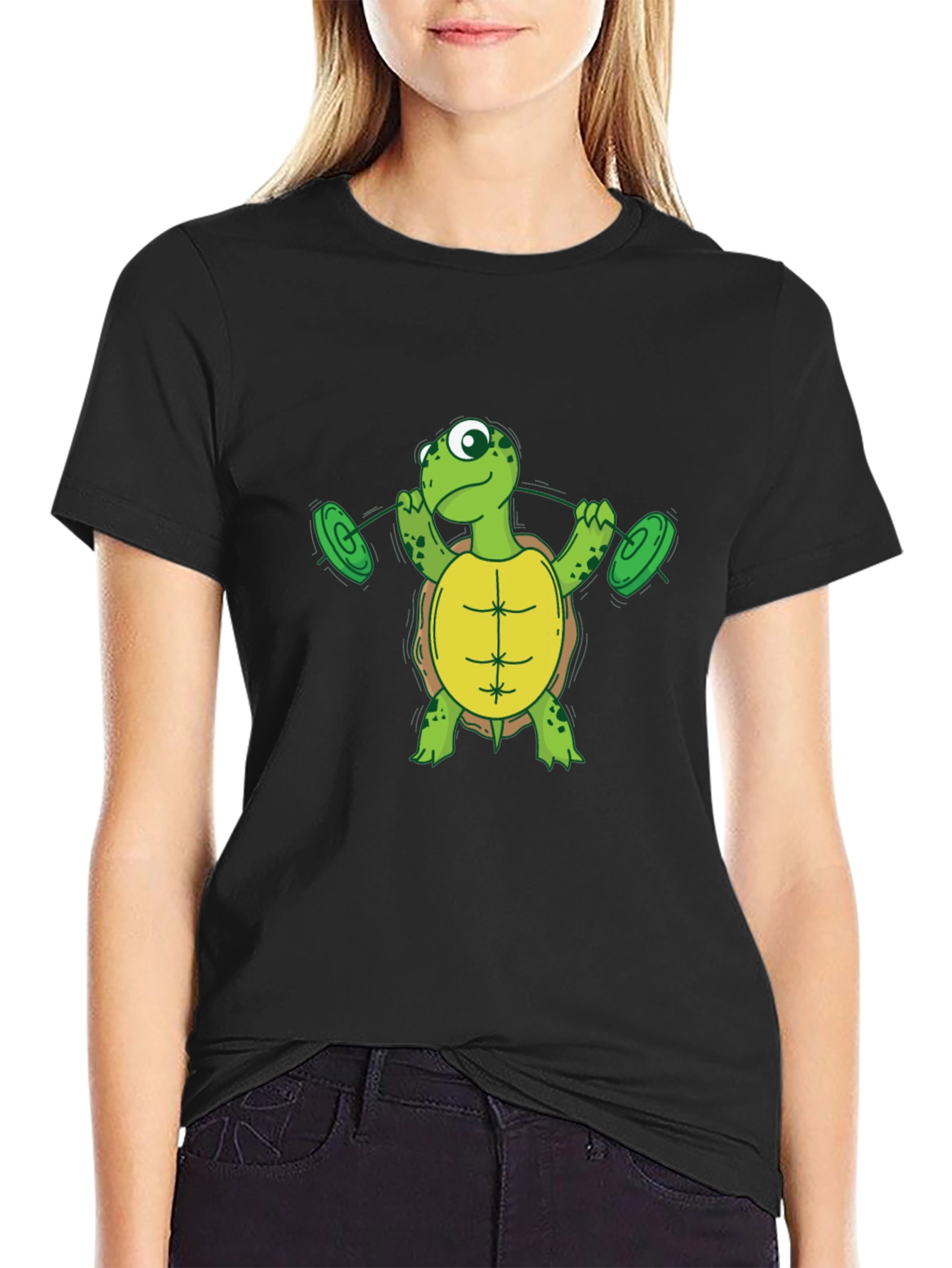 Turtle Weightlifting Black T-Shirt