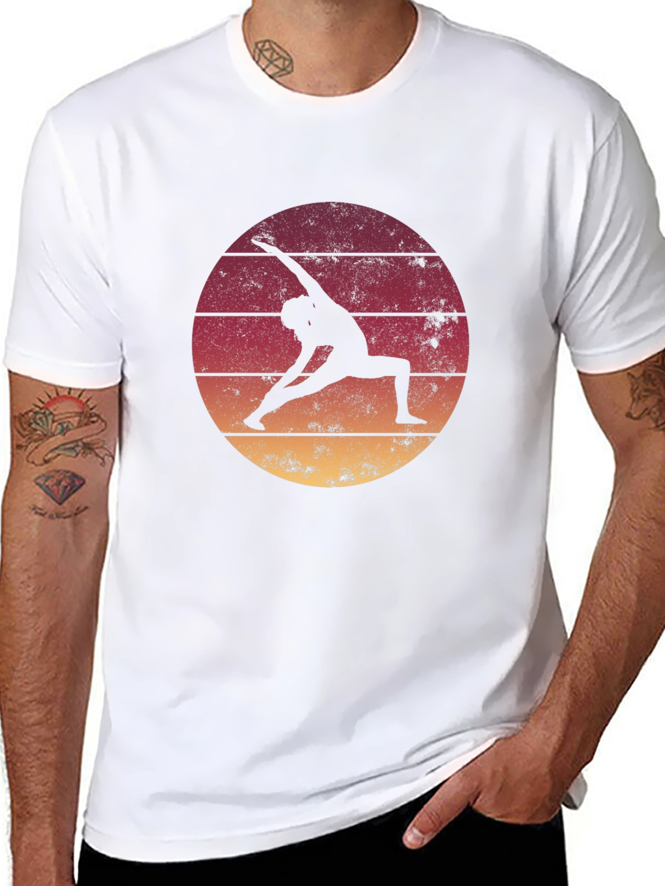 Yoga Pose Sunset Graphic Tee - Relaxed Fit