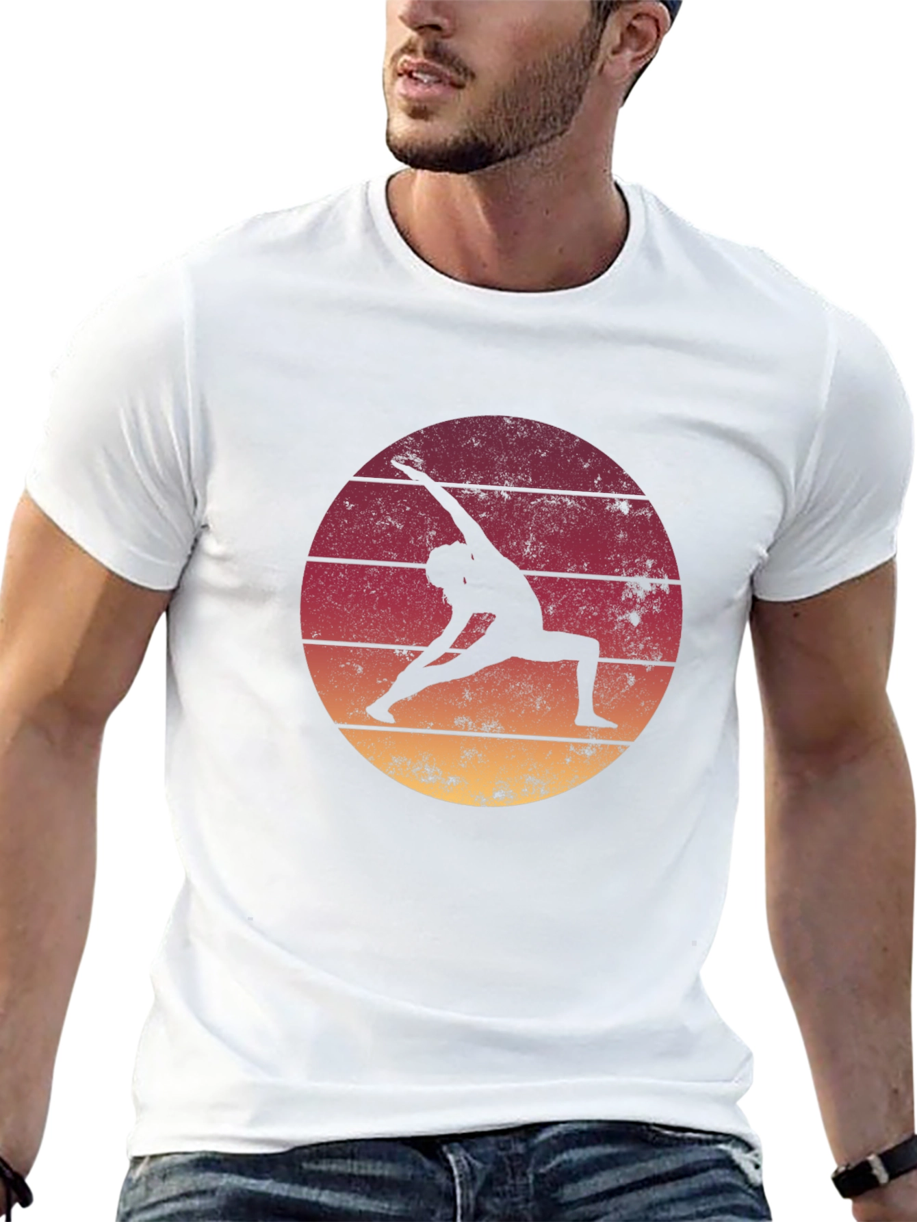 Yoga Pose Sunset Graphic Tee - Relaxed Fit