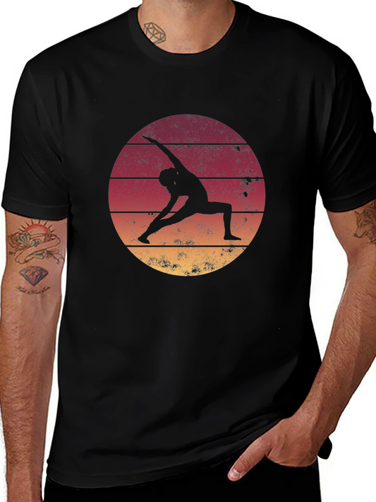 Yoga Pose Sunset Graphic Tee - Relaxed Fit