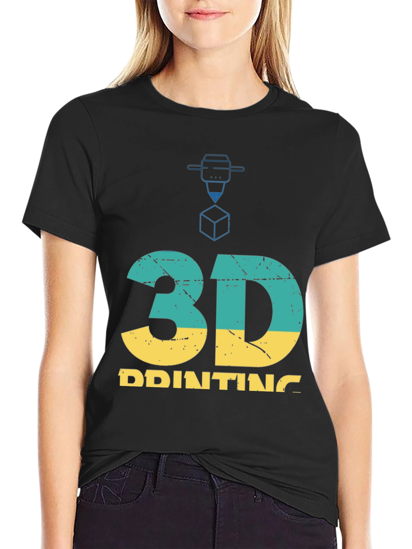 3D Printing Graphic T-Shirt - Black